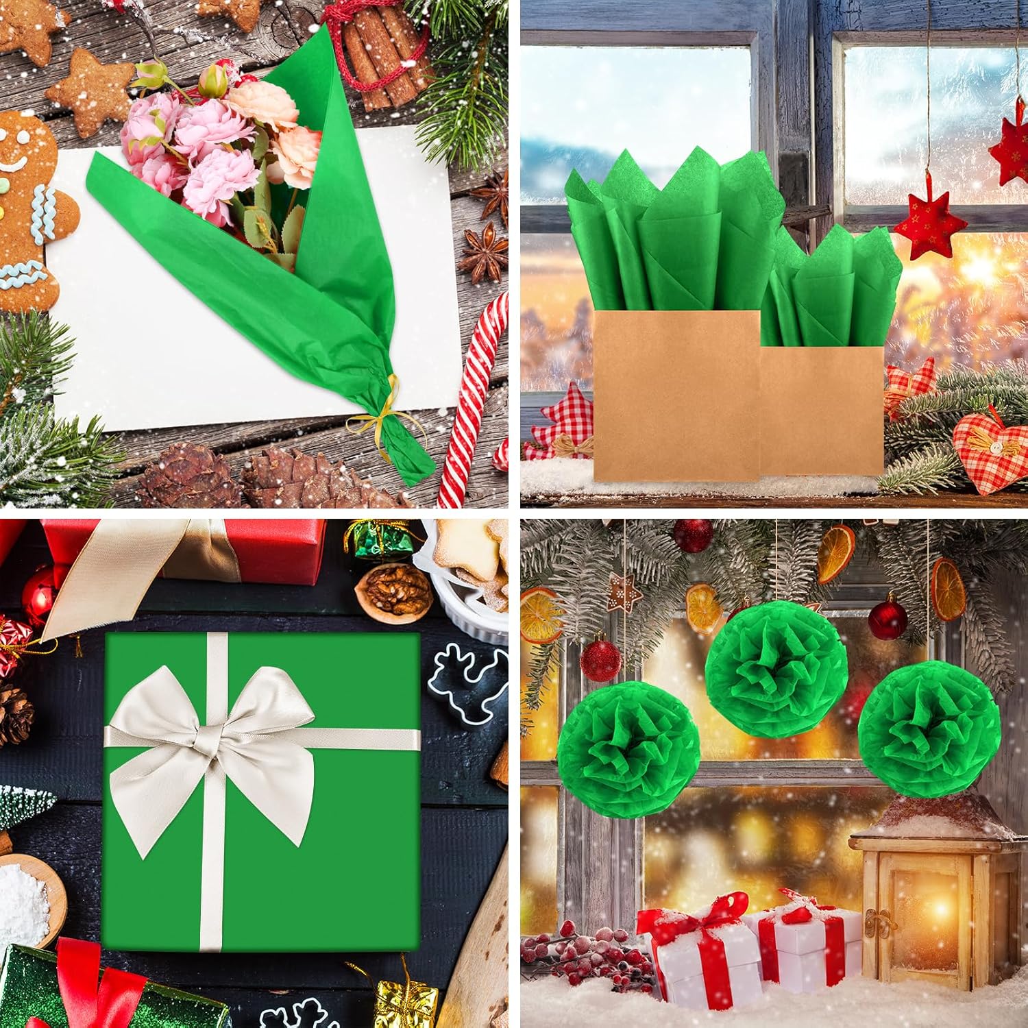 Morcheiong 60 Sheet Green Tissue Paper for Art and Wrapping