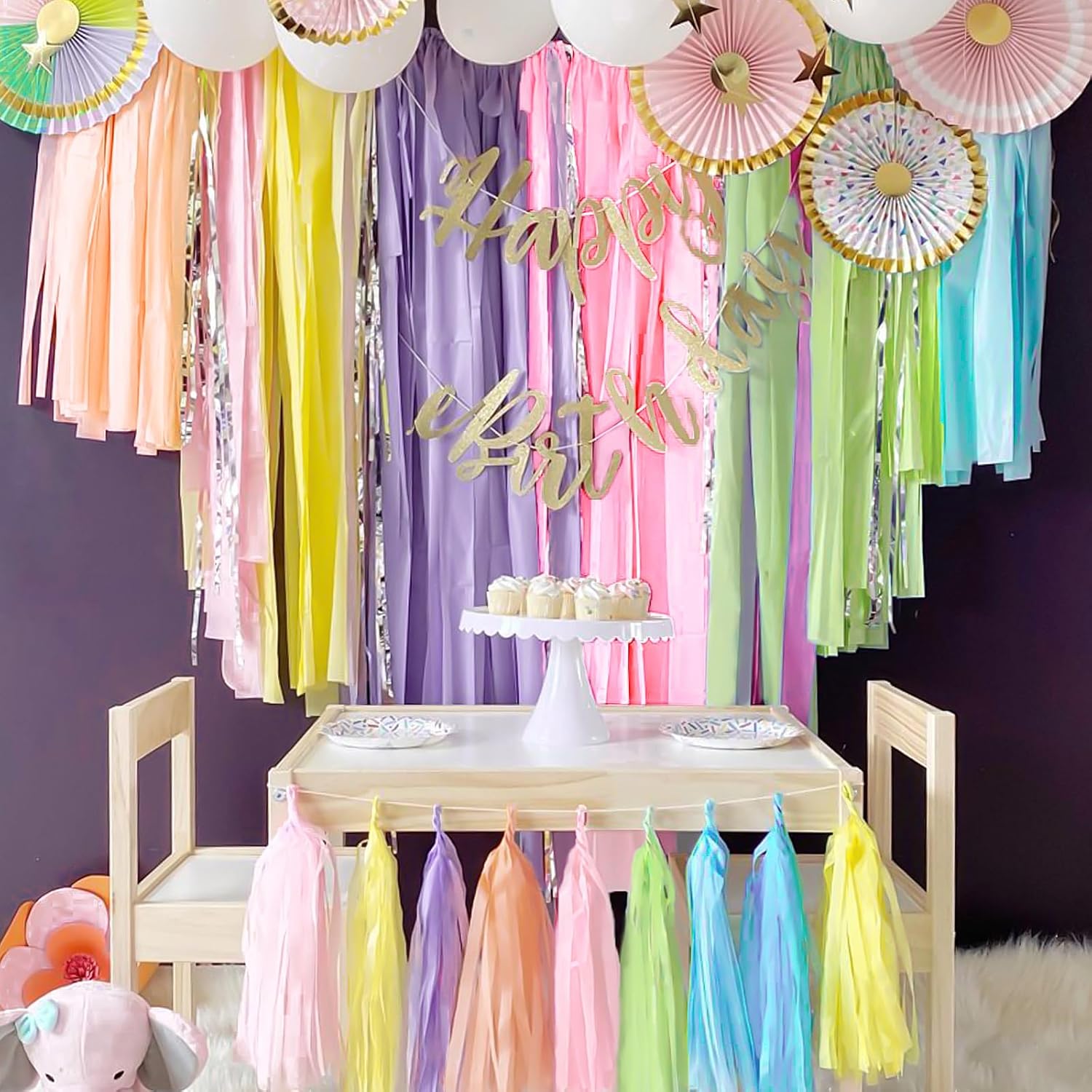 Crepe Paper Streamers 6 Rolls Pastel Rainbow