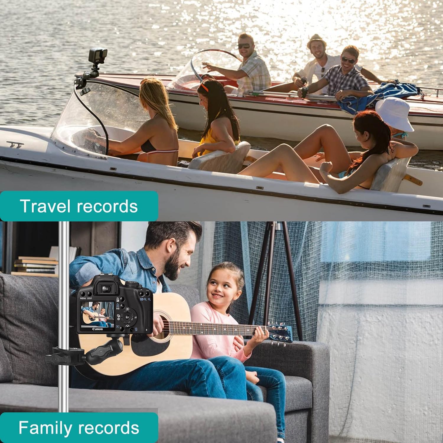 Super Double Clamp Camera Mount with Rotatable Adapter