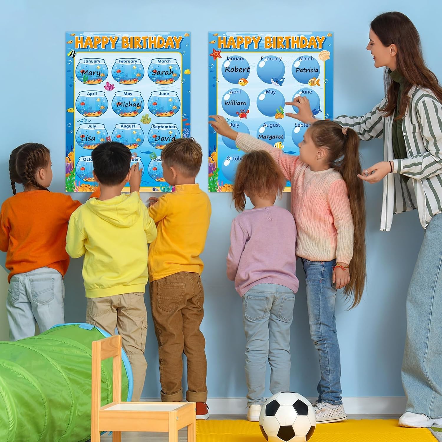 Ocean Animal Happy Birthday Poster Set 177x137 Inches