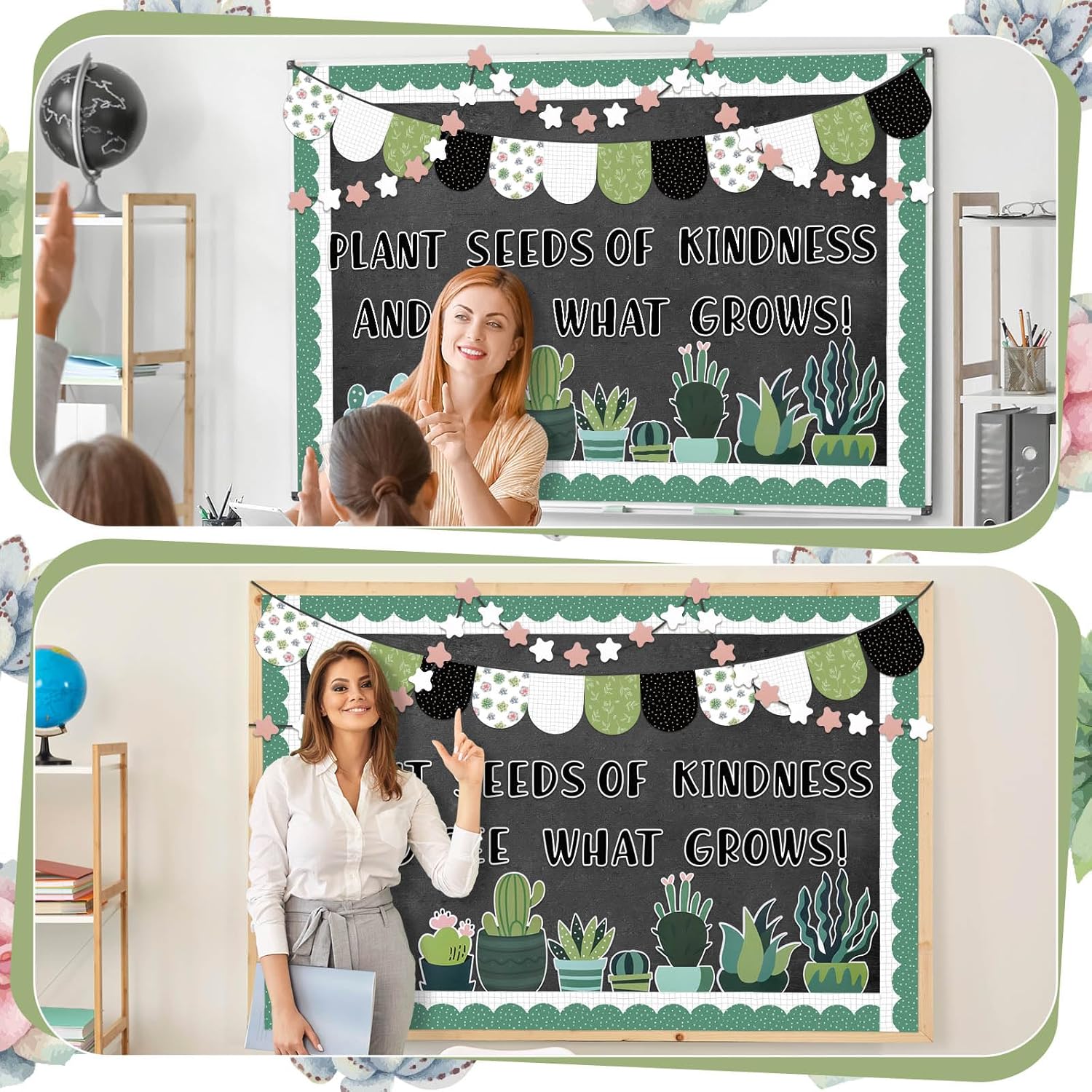 120 Pcs Potted Plant Bulletin Board Set for Classroom and Home
