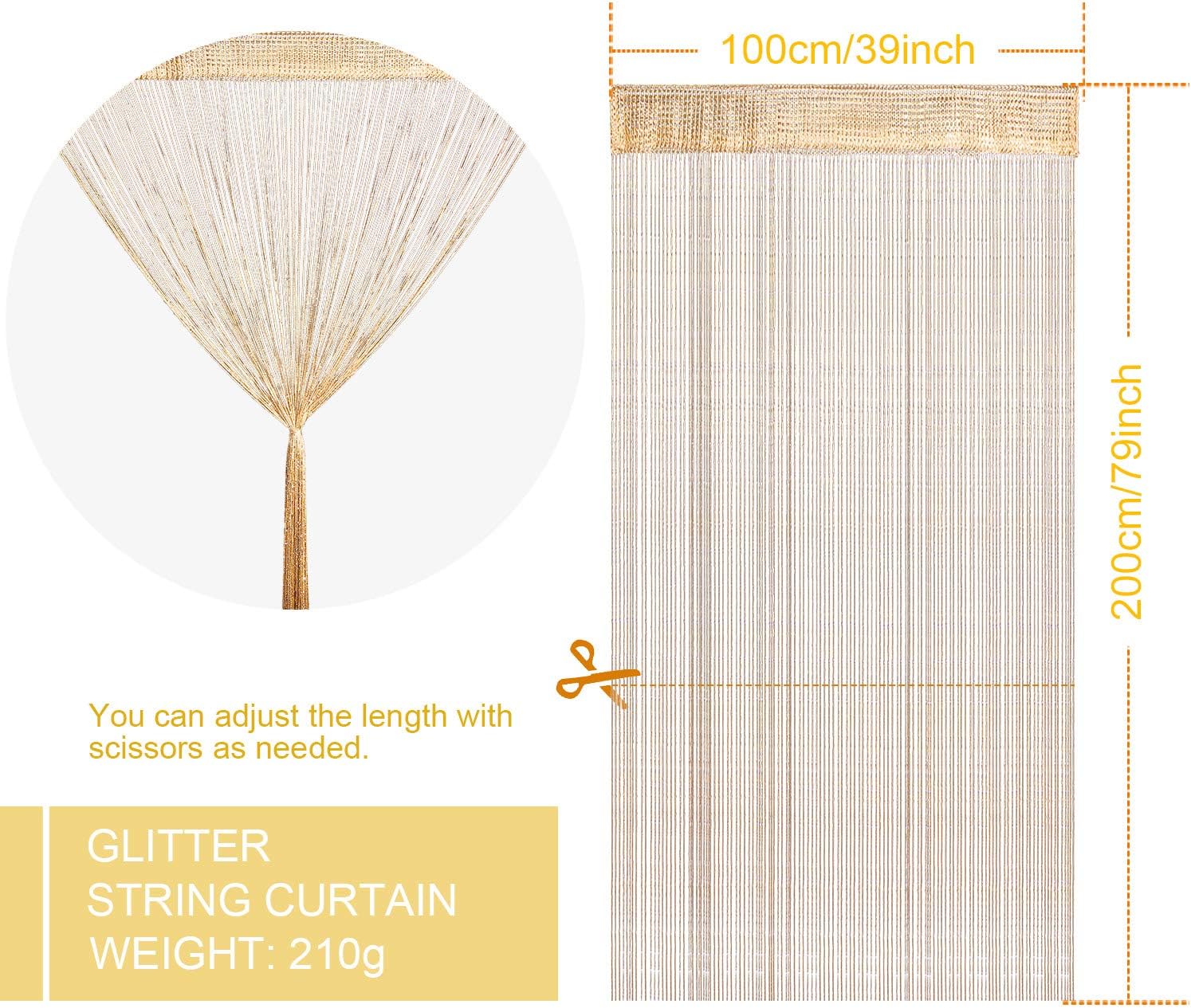 WILLBOND 4 Pcs Glitter String Curtains with Fringe