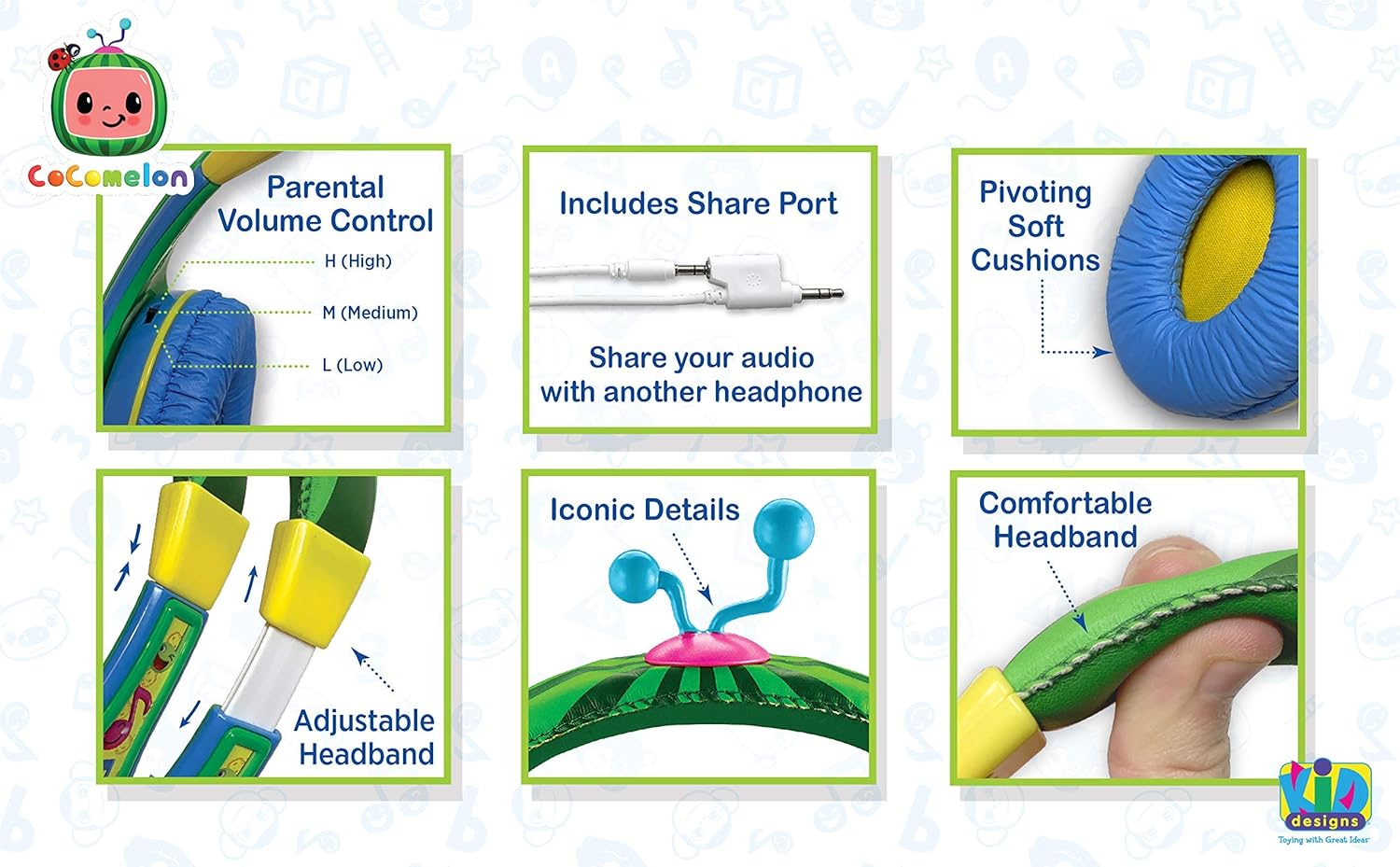 Cocomelon Toddler Headphones with Share Port for Kids