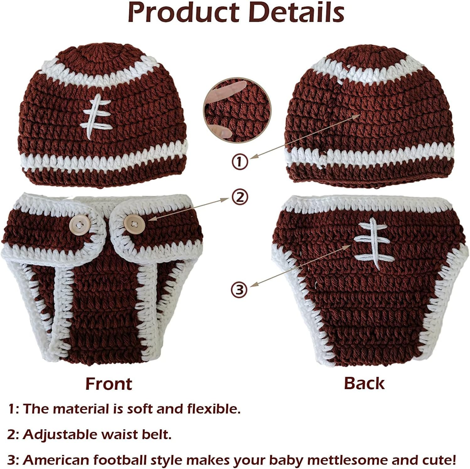 Qyeaber Newborn Baby Girl Crochet Costume