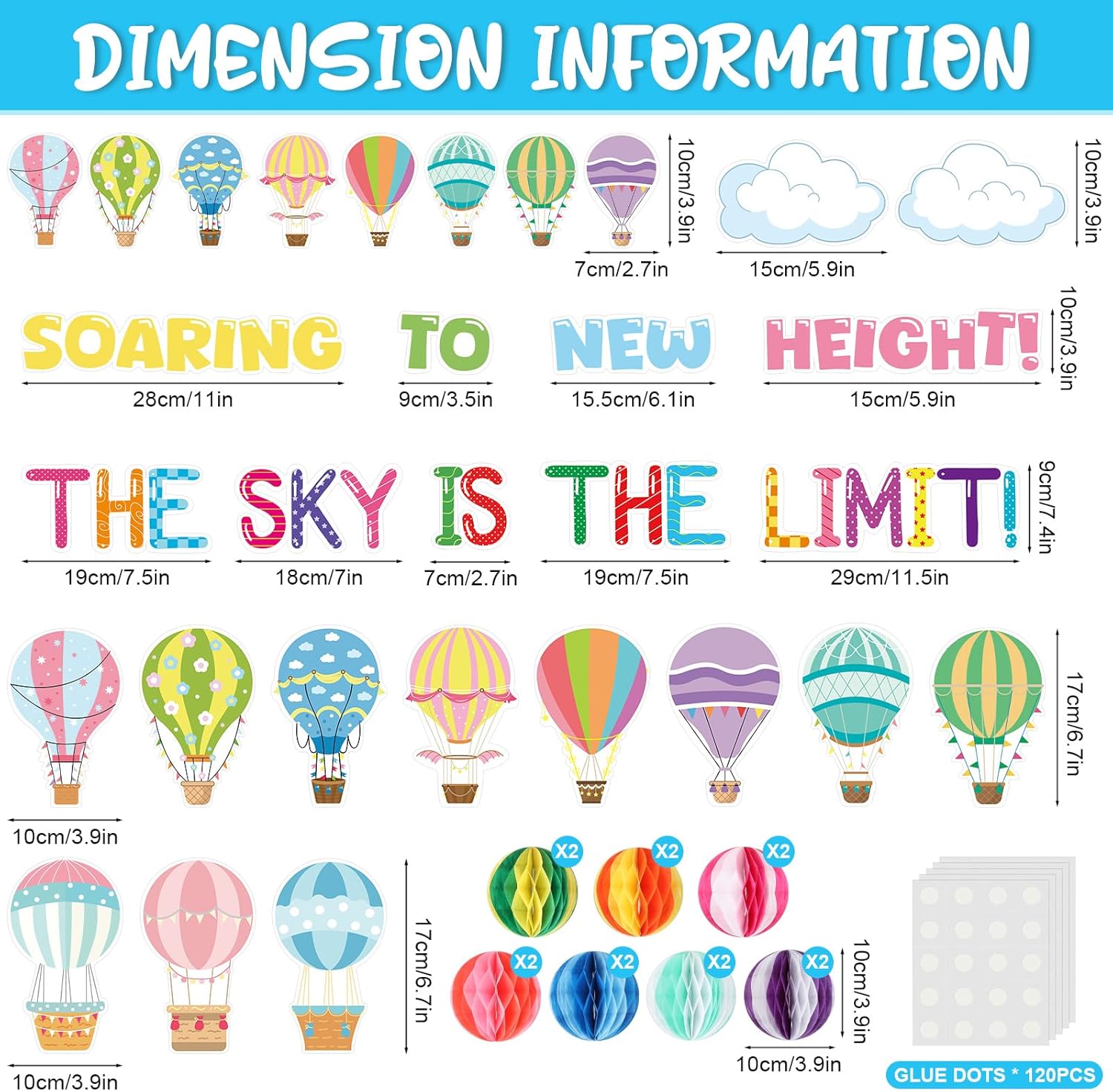 3D Hot Air Balloon Bulletin Board Decorations