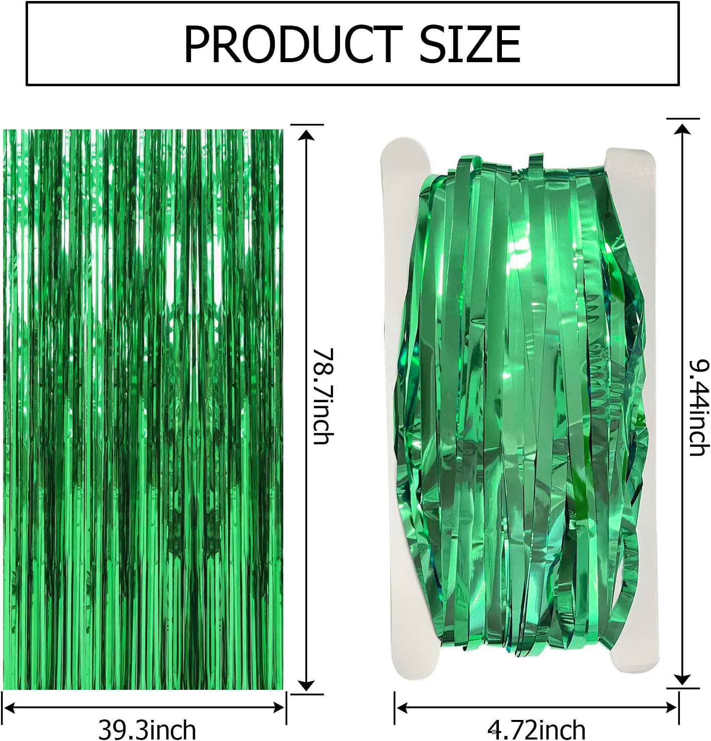 2 Pack Green Foil Streamers Backdrop for Parties and Photo Booths