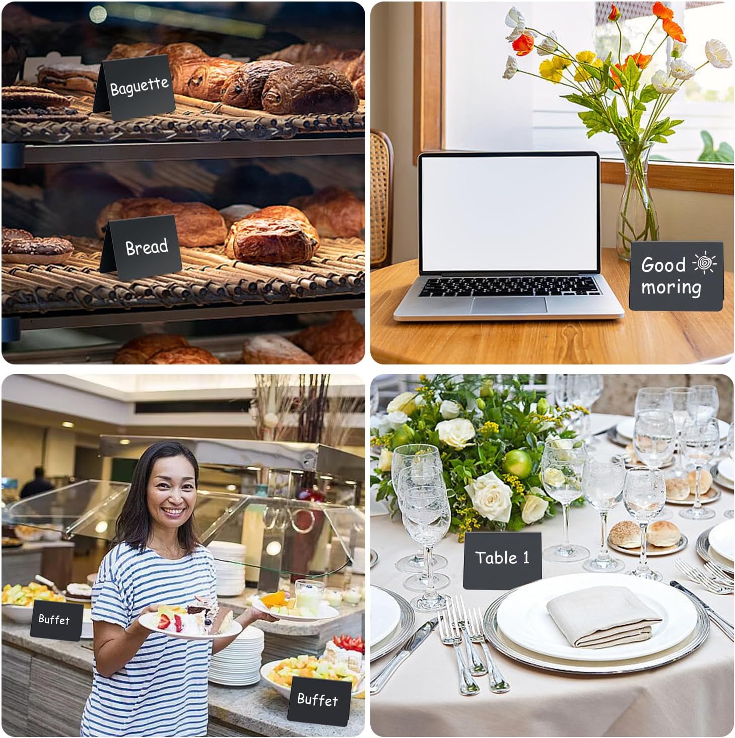 4x3 Inch Reusable Chalkboard Signs for Party Buffet Food Display