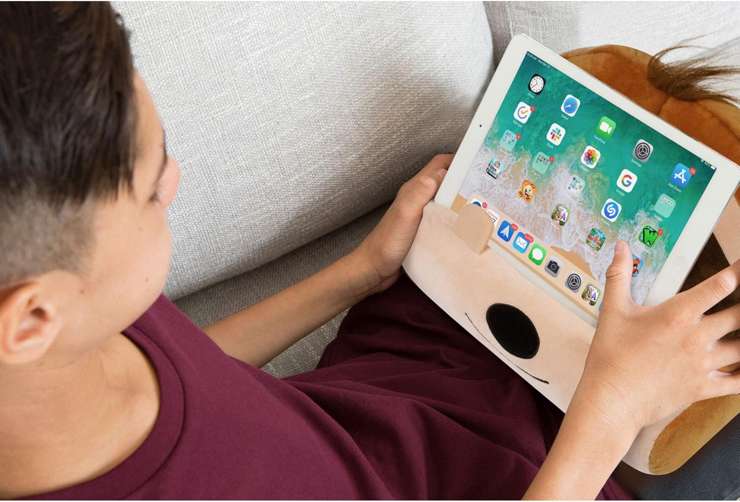 Fun iPad Stand for Kids Cuddly Book Holder and Reading Pillow
