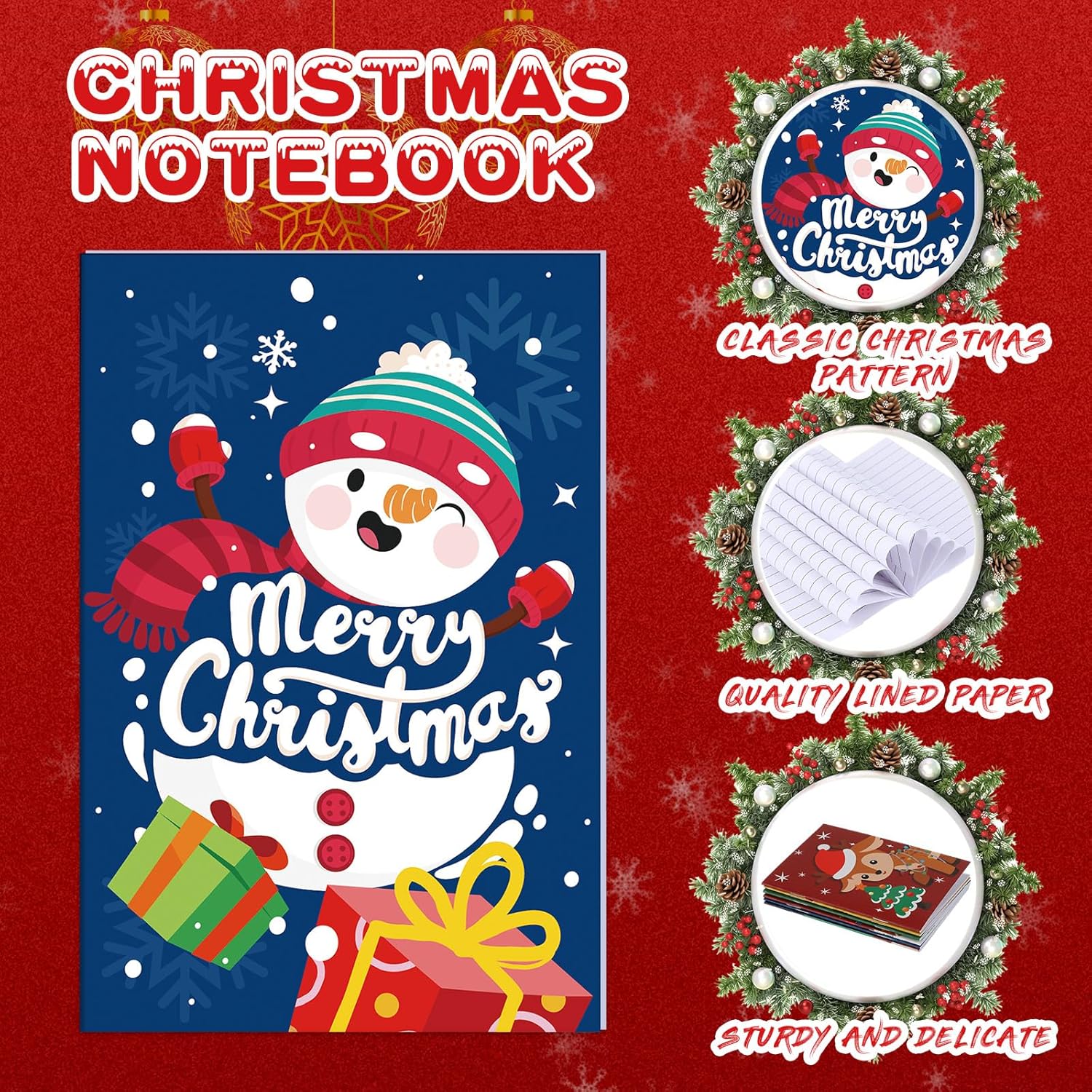 Cholemy 144 Pcs Christmas Party Favor Set with Pencils Erasers Notebooks Elk