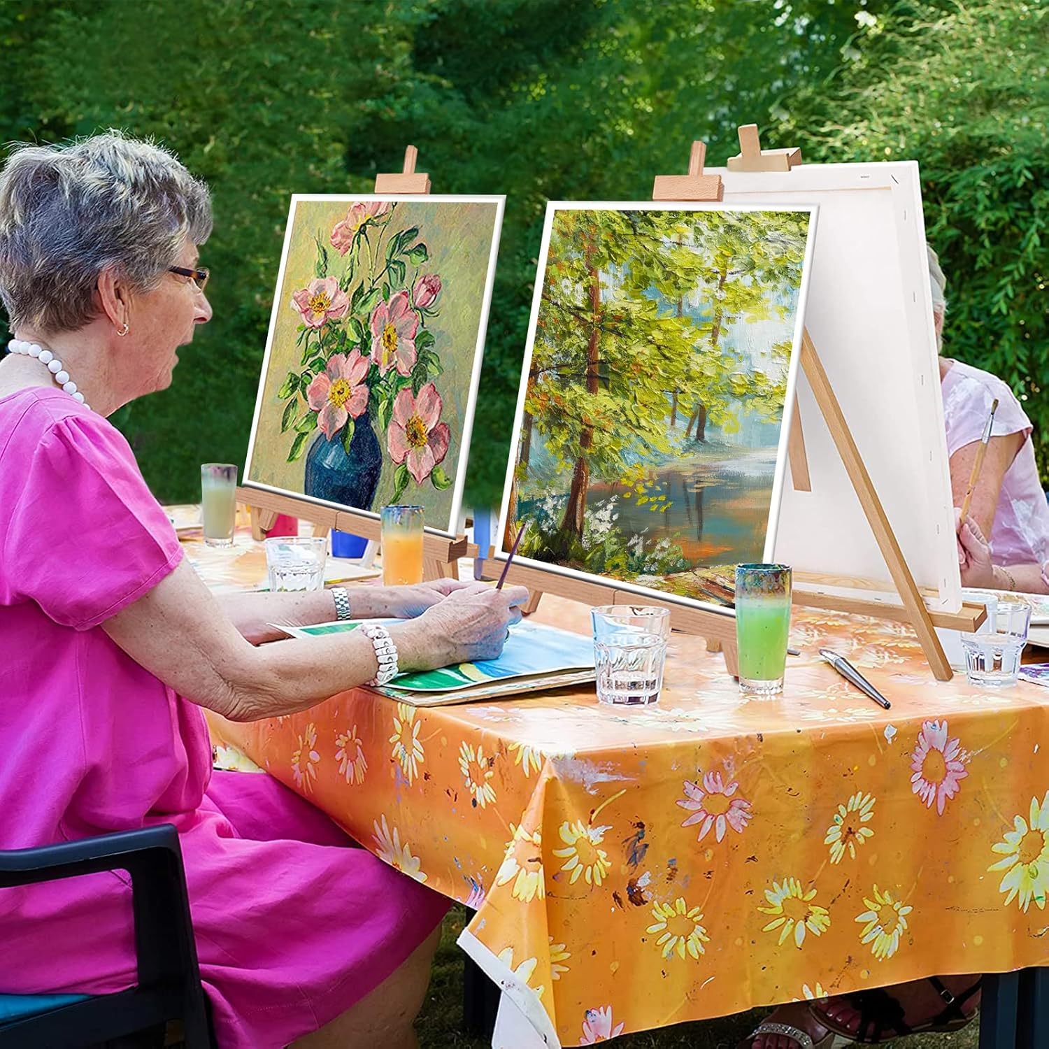 Miratuso 2 Pack A-Frame Painting Easel Portable Foldable Travel Stand