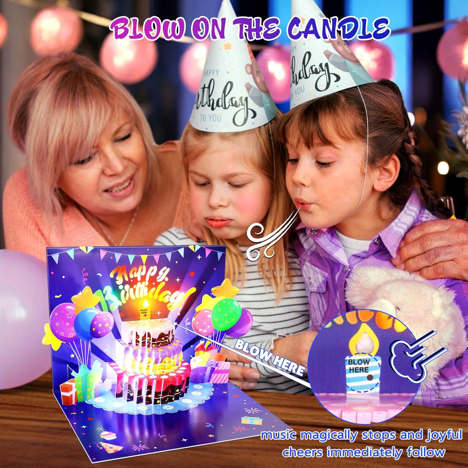 Musical Pop Up Birthday Card with Light and Candle