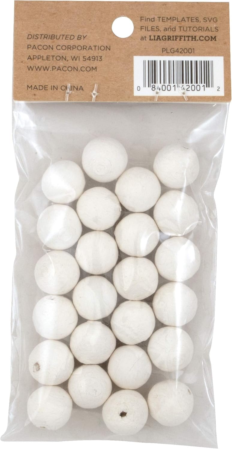 Lia Griffith Cotton Paper Balls 15mm White 24 Count