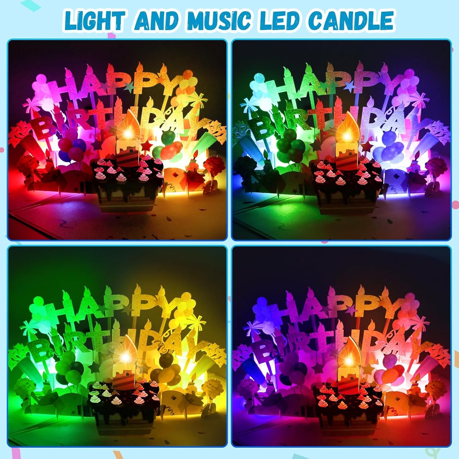 Lupow 3D Pop Up Musical Birthday Card with Lights