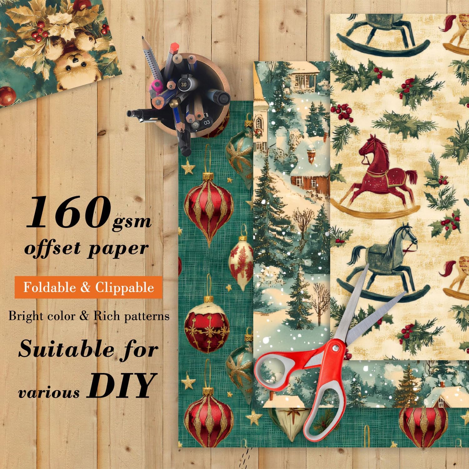 EAMOTOL 6 Inch Christmas Cardstock Paper Pad - 24 Sheets Decorative