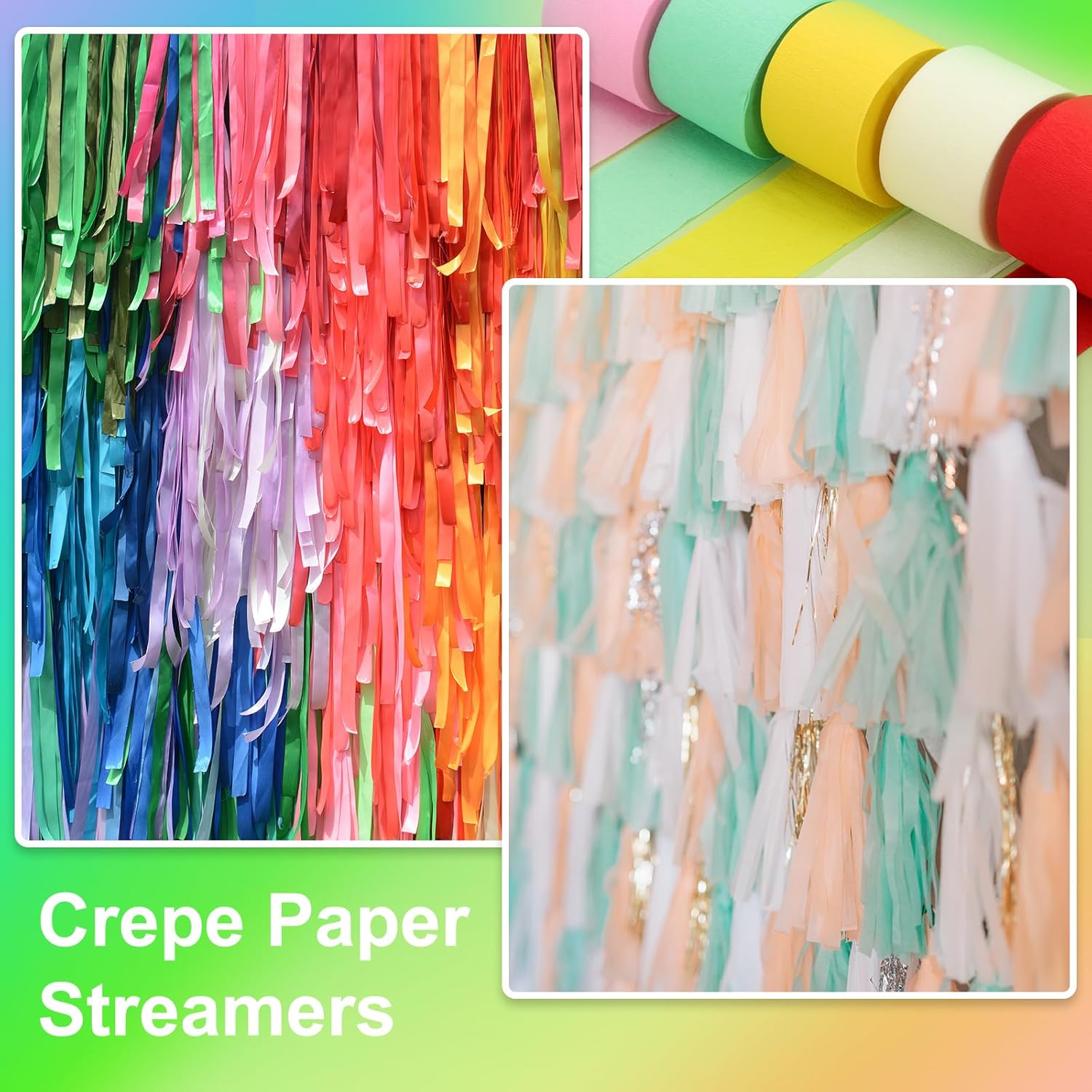 PATIKIL Crepe Paper Streamers 3 Rolls Black 18 Inch x 82 Ft