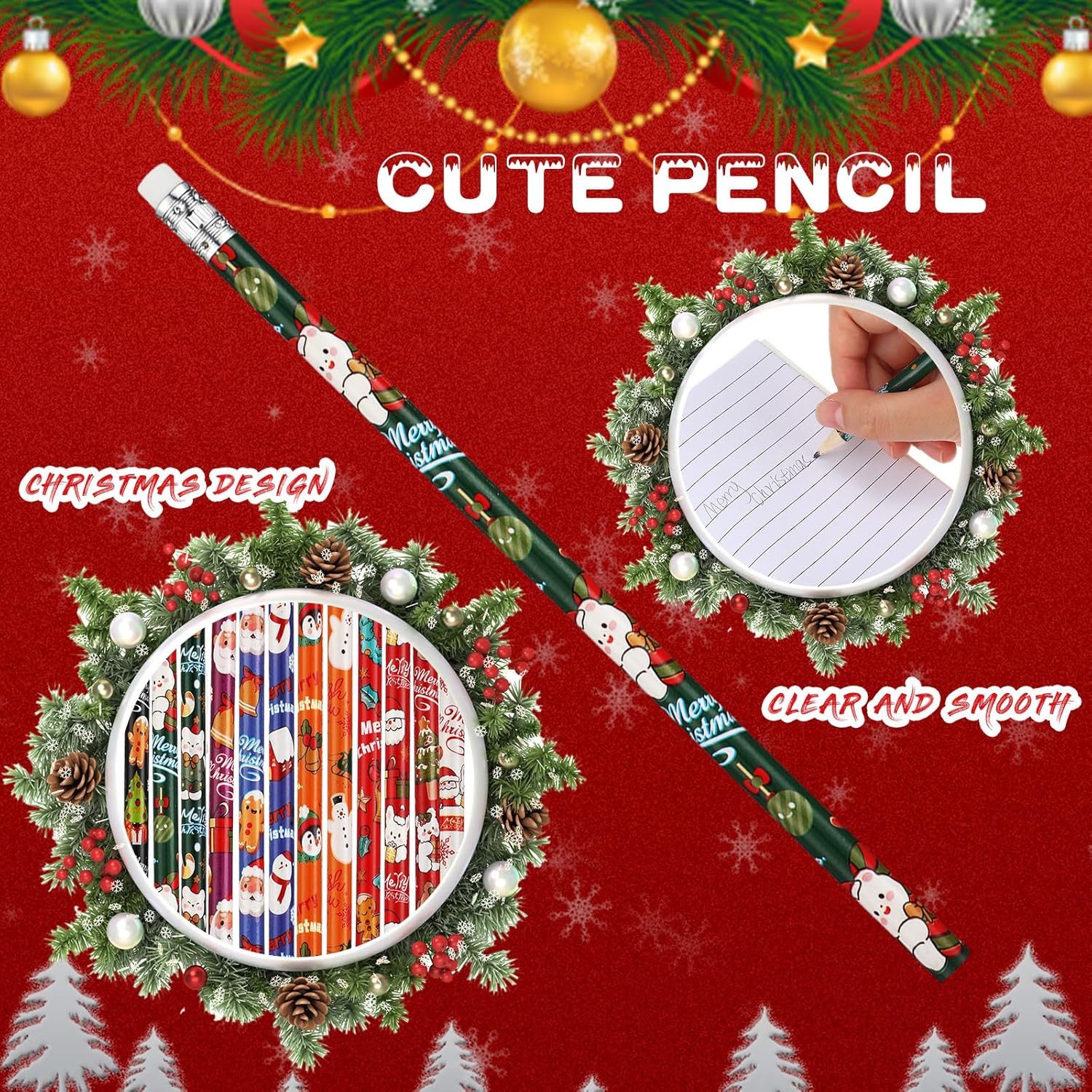 Cholemy 144 Pcs Christmas Party Favor Set with Pencils Erasers Notebooks Elk