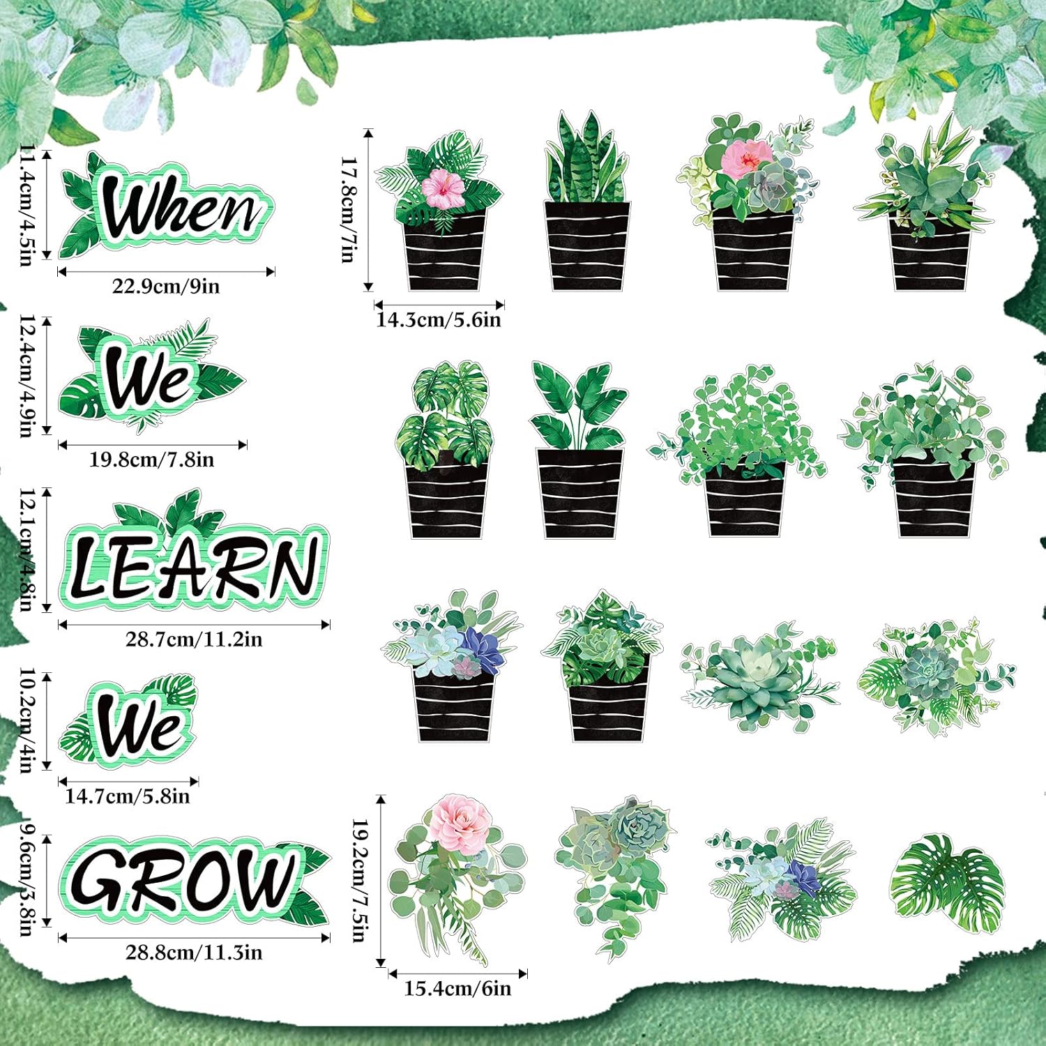 Pajean 58 Pcs Plant Bulletin Board Decorations