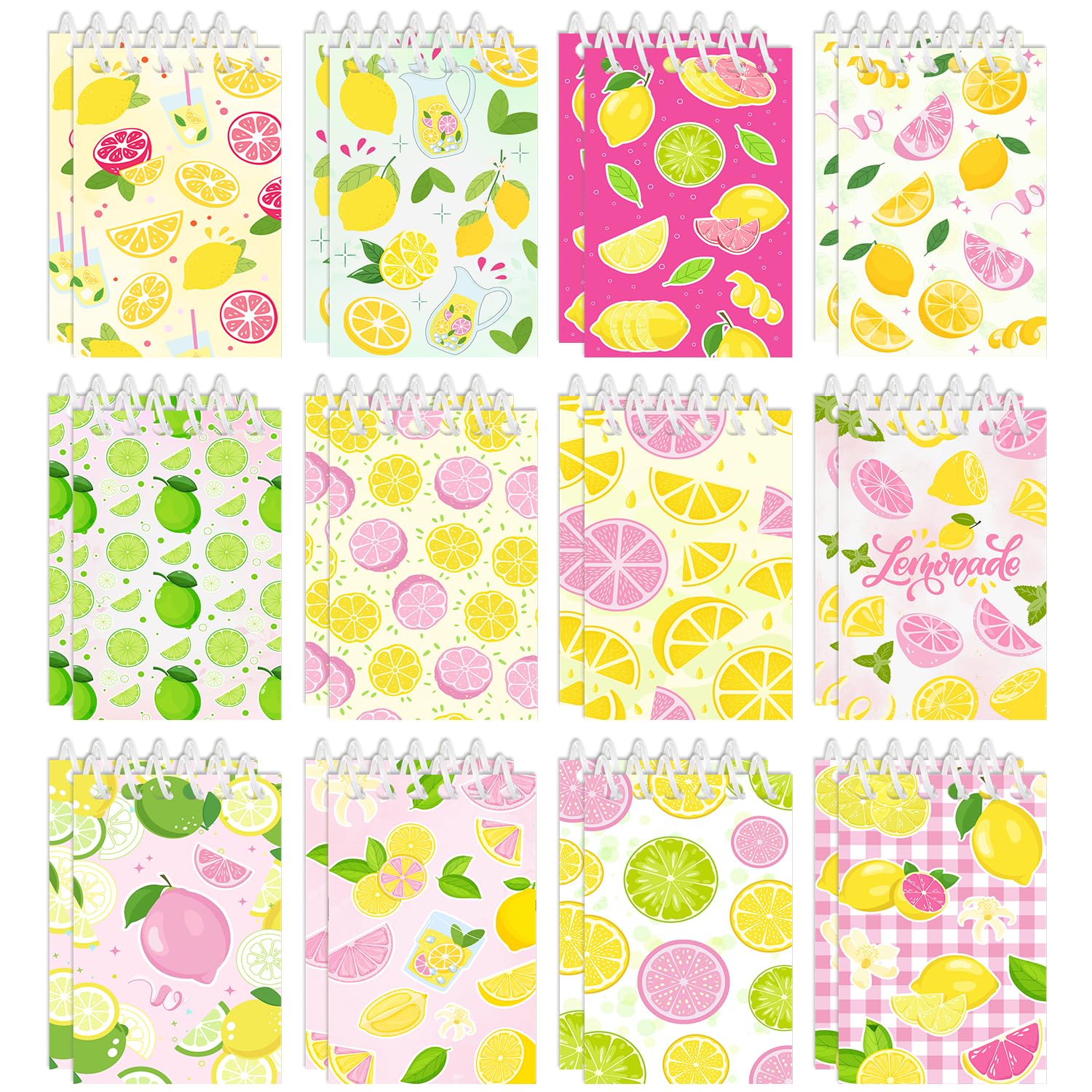 Lemon Mini Spiral Notebooks 24 Pcs Party Favors