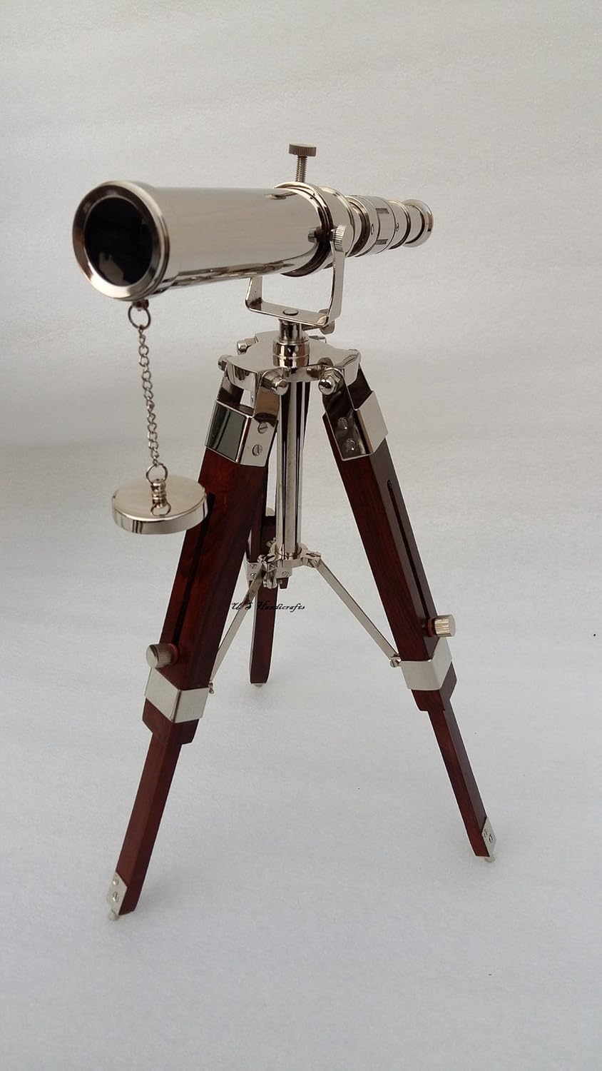 Vintage Brass Nickel Telescope with Tripod Stand