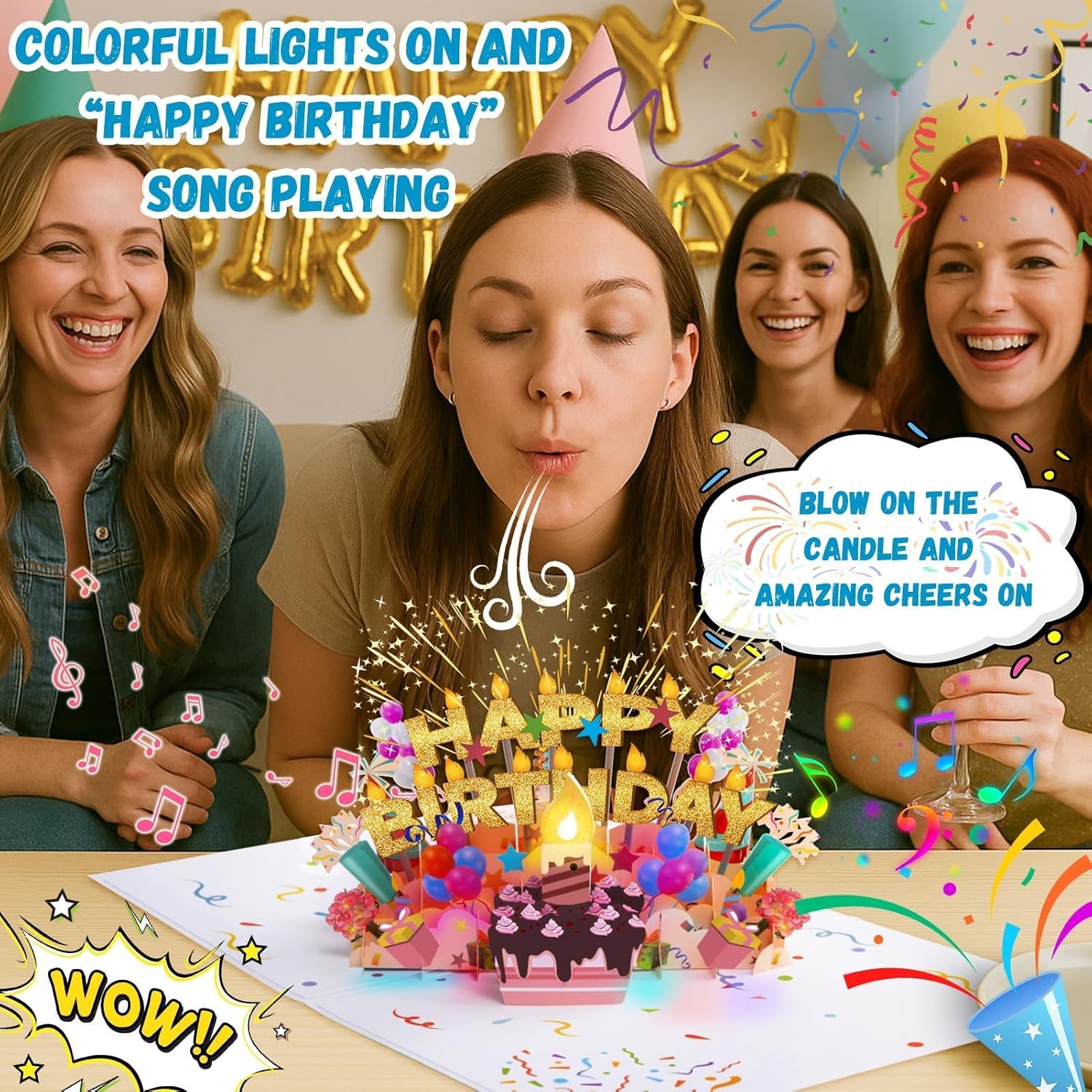 Lupow 3D Pop Up Musical Birthday Card with Lights