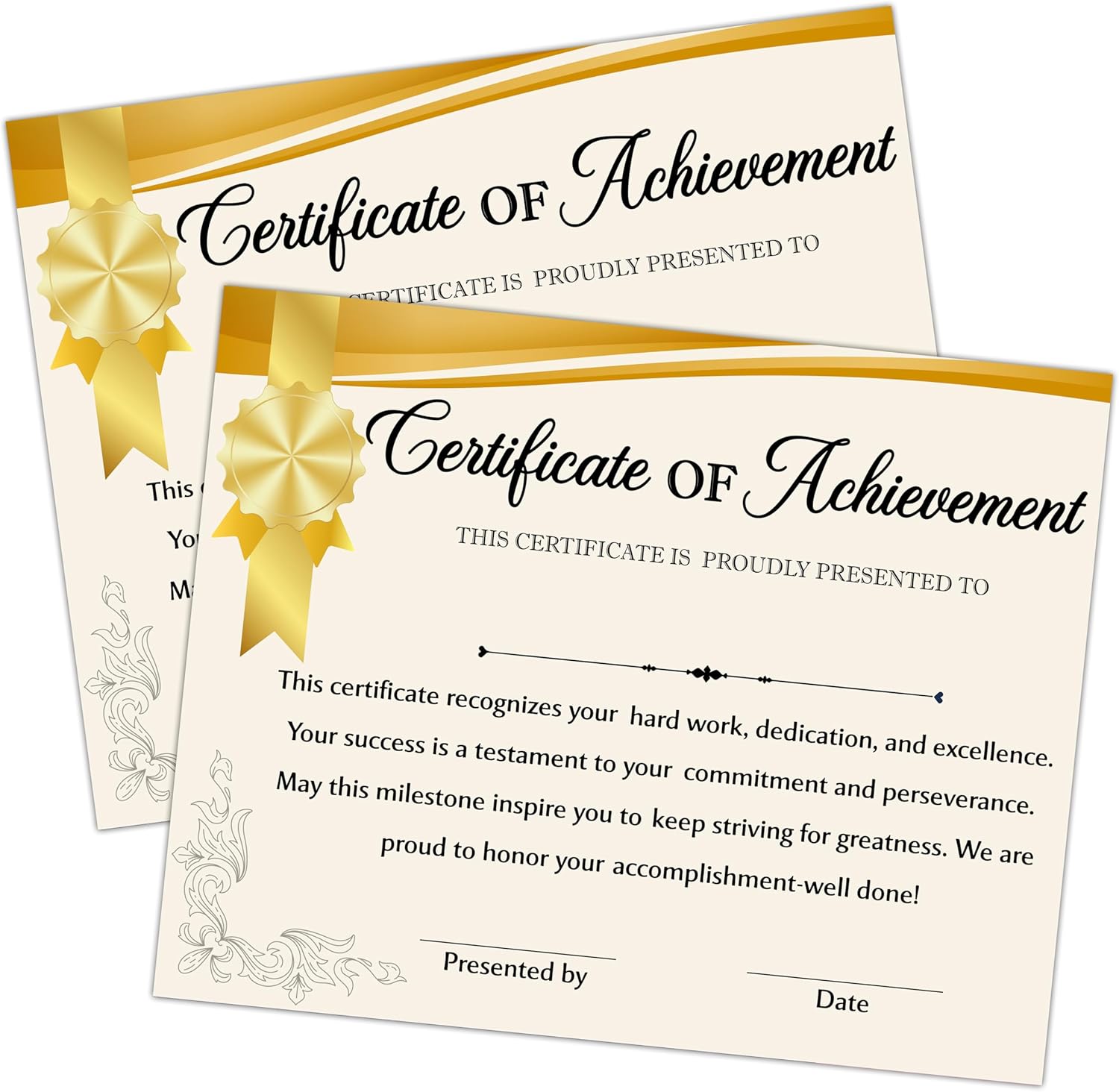Gold Achievement Certificate Set 25 Pcs Decorations Awards