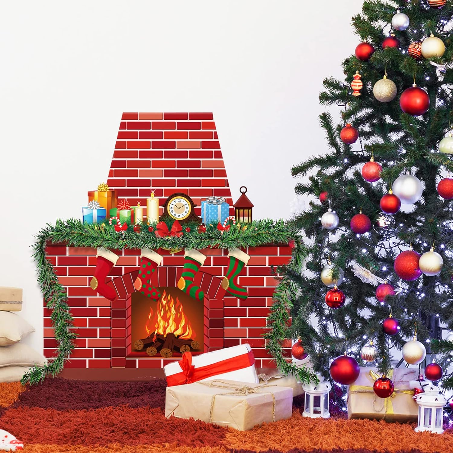 TaoBary Christmas Bulletin Board Fireplace Decoration Set