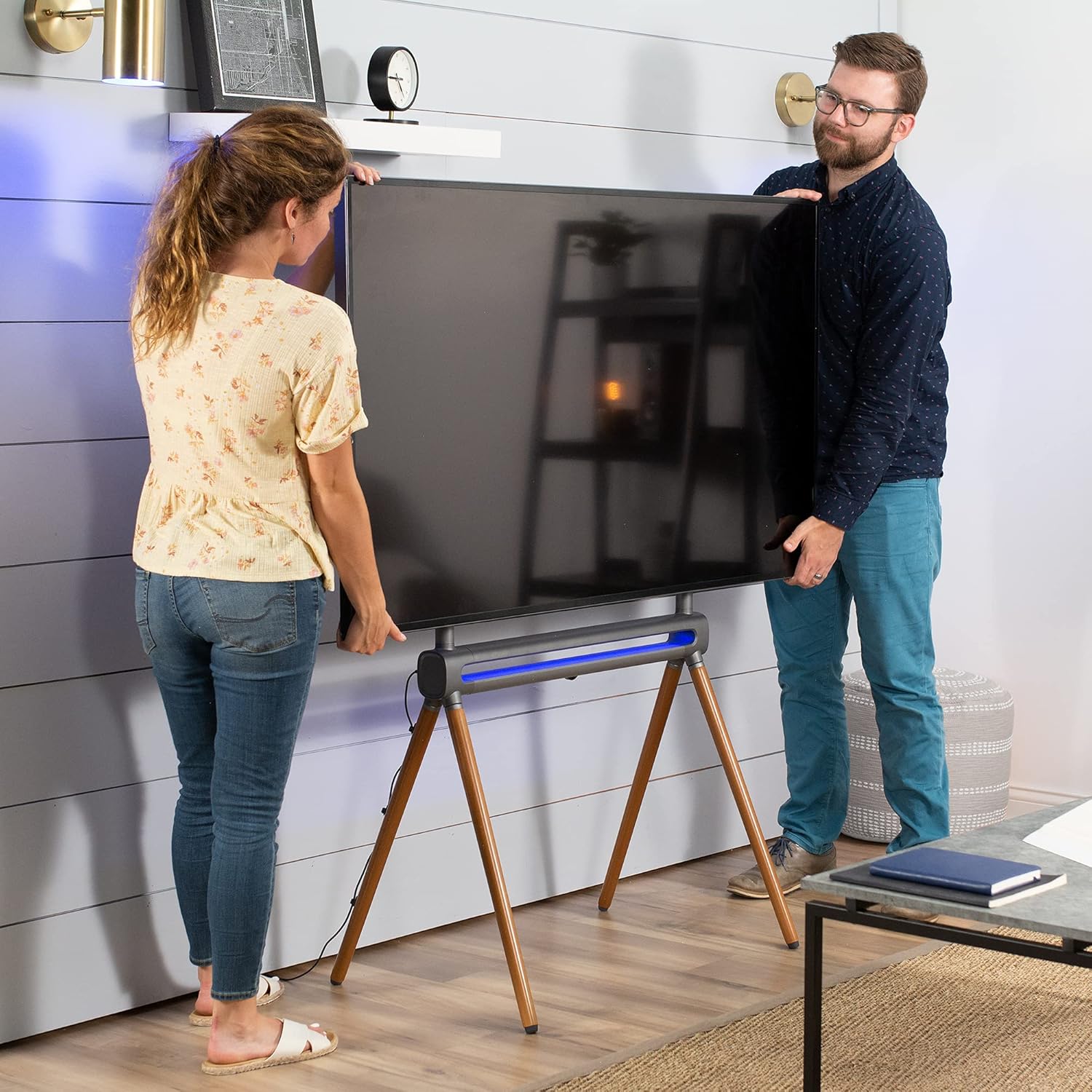 VIVO Artistic Easel TV Stand with RGB Lighting