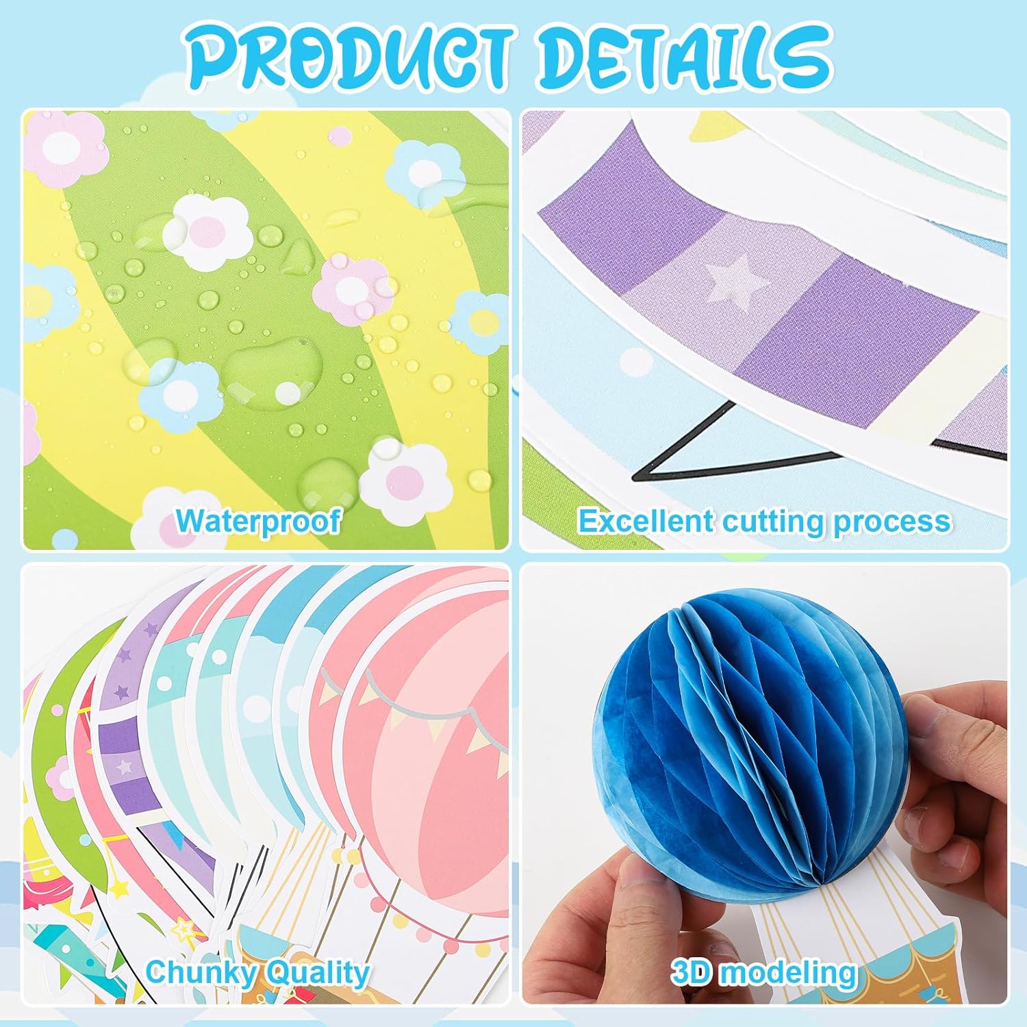 3D Hot Air Balloon Bulletin Board Decorations
