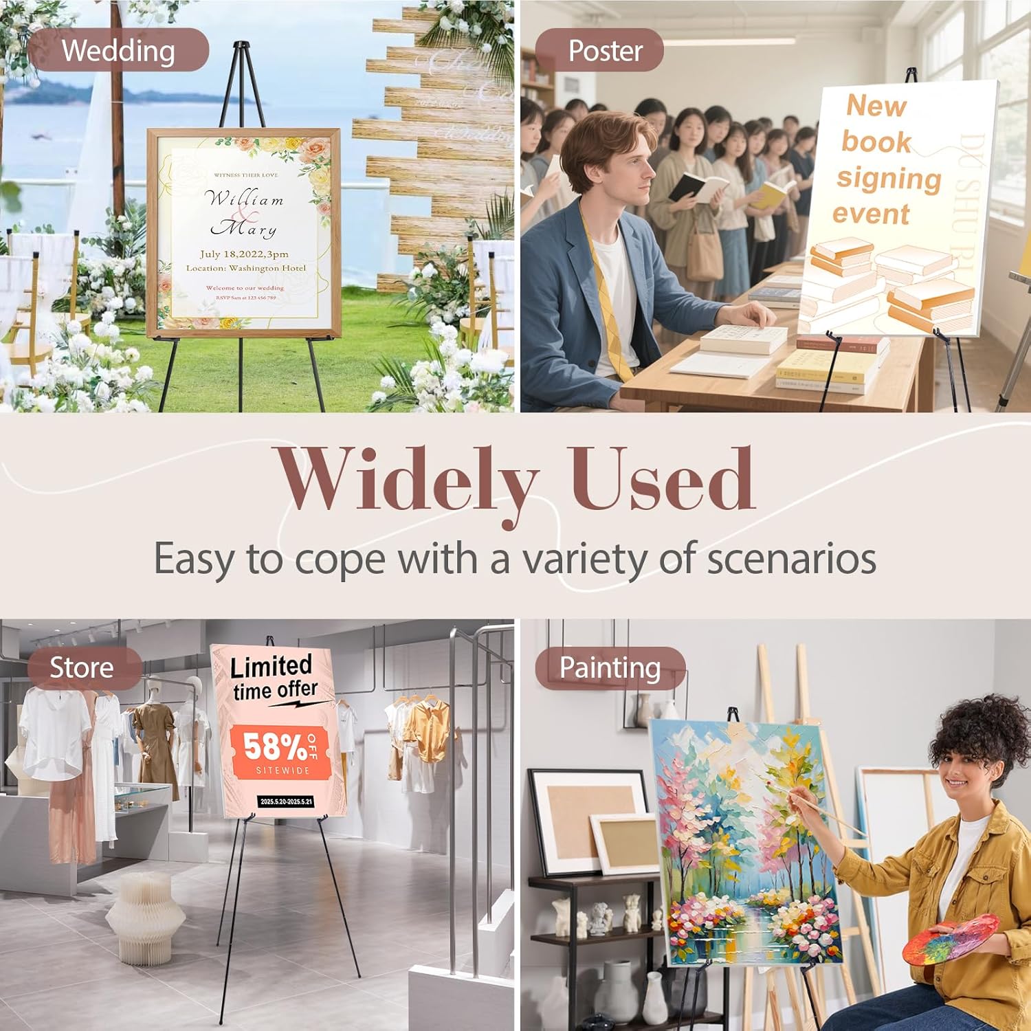AZEAM 10 Pack 63 Inch Adjustable Easel Stand