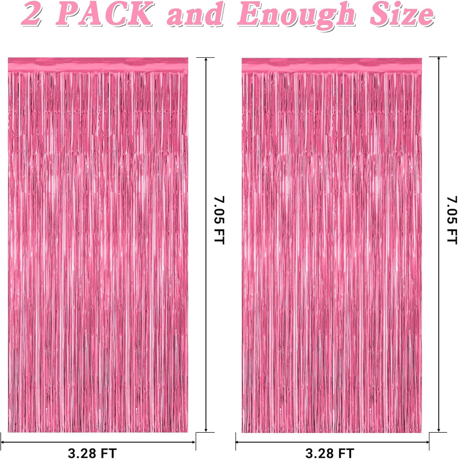 2 Pack Pink Tinsel Backdrop Curtains