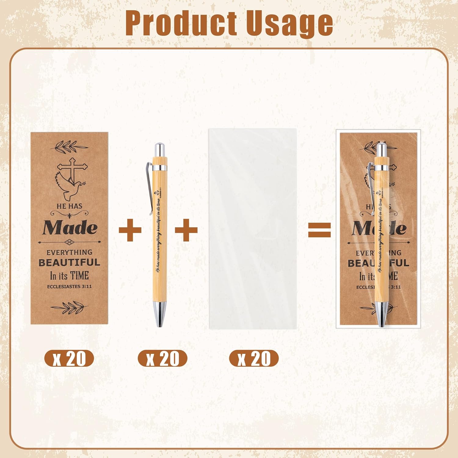 Haooryx Christian Bible Pen Bookmark Set 20 Pieces