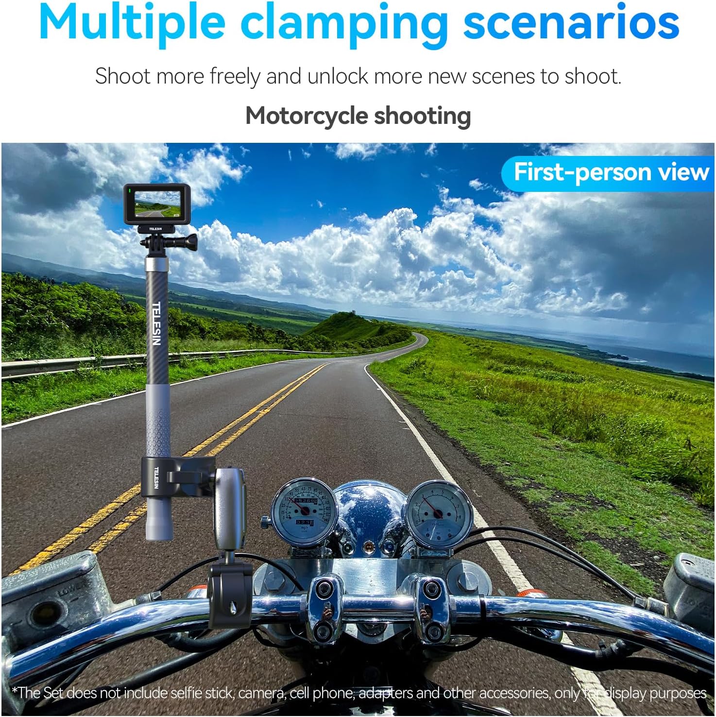 TELESIN 360 Dual Ball Clamp Mount for GoPro and Action Cameras