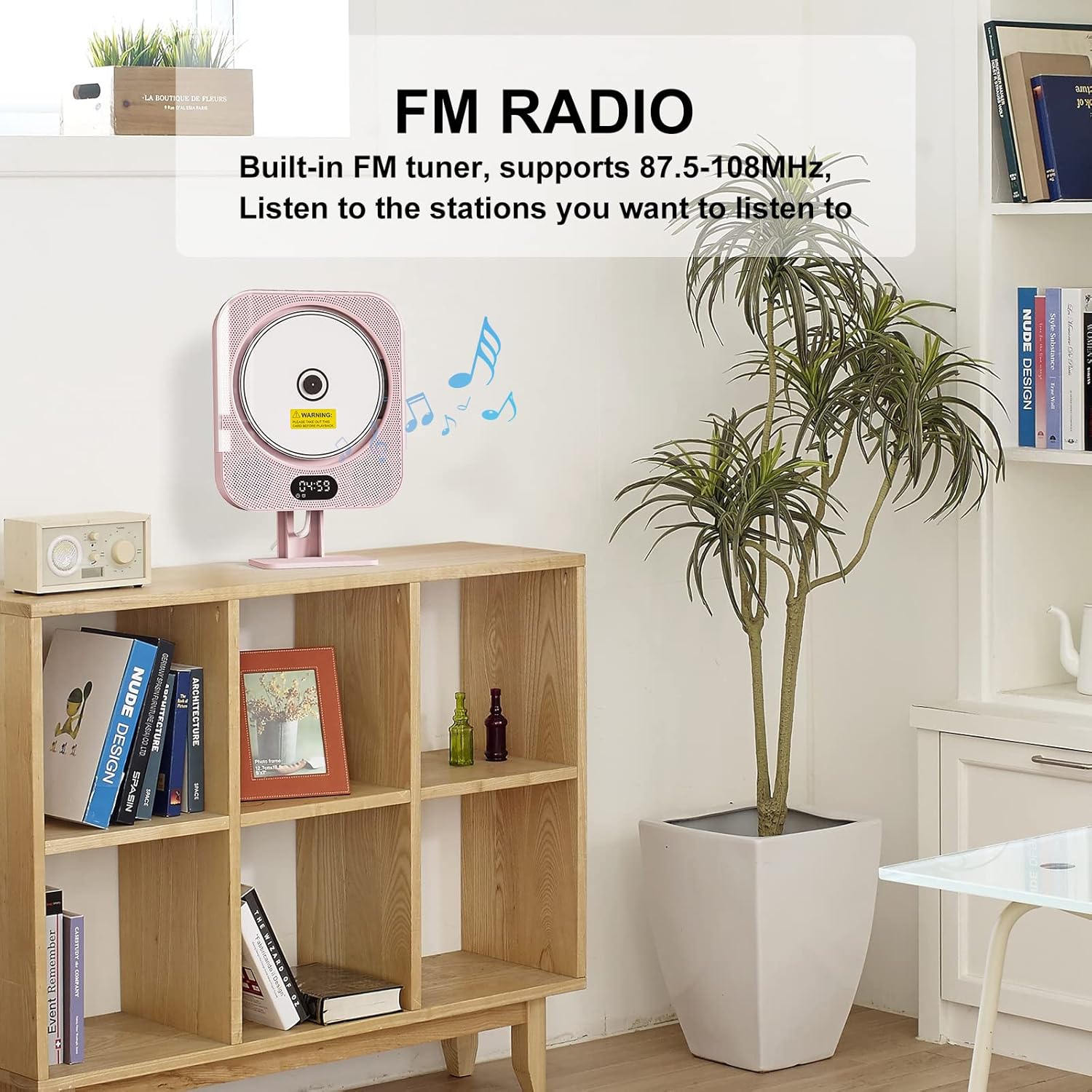 Kpop Pink CD Player with IR Remote and Bluetooth