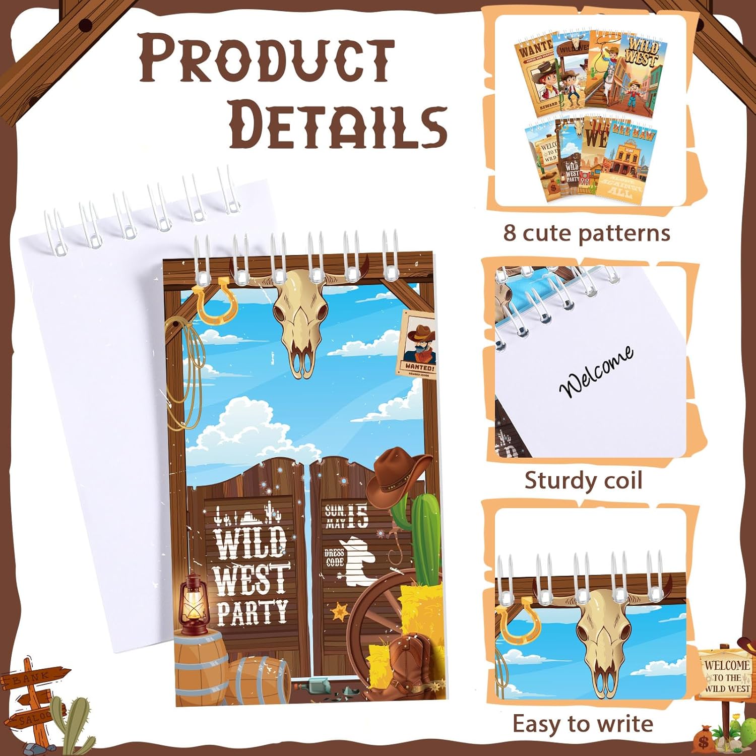 Faccito 24 Pcs Western Cowboy Mini Notepads