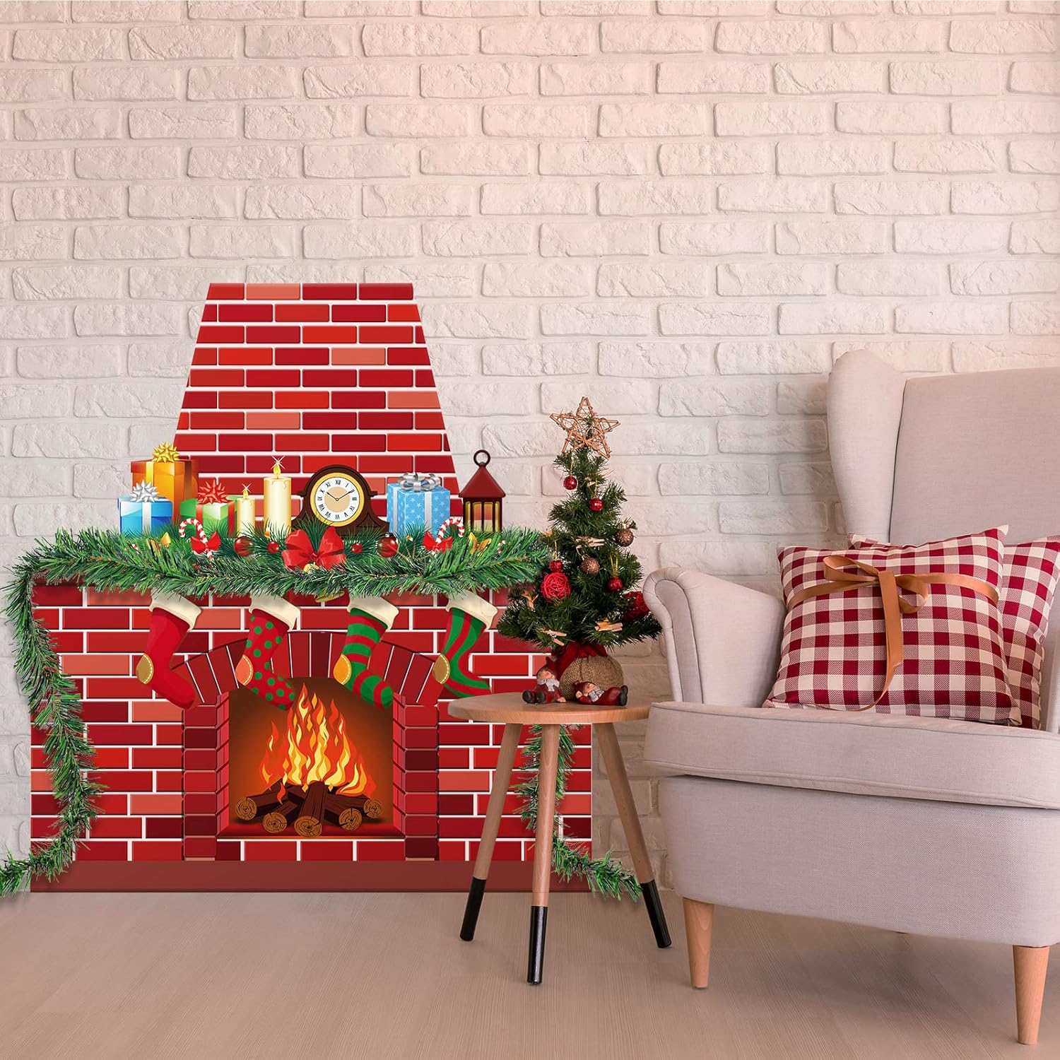 TaoBary Christmas Bulletin Board Fireplace Decoration Set