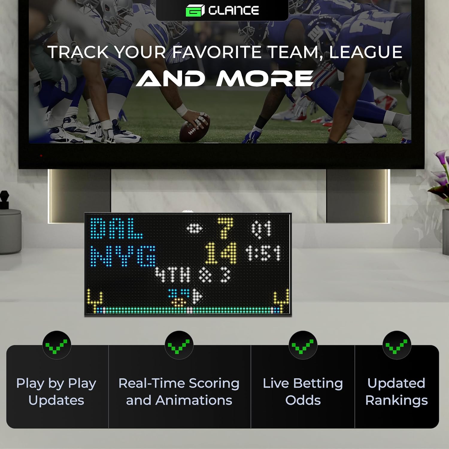 Glance LED Ticker Display - 8x4 Customizable Real Time Monitor