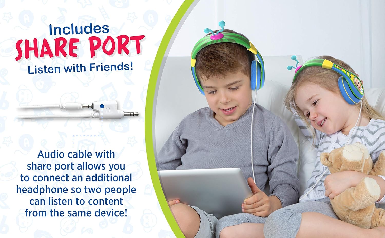 Cocomelon Toddler Headphones with Share Port for Kids