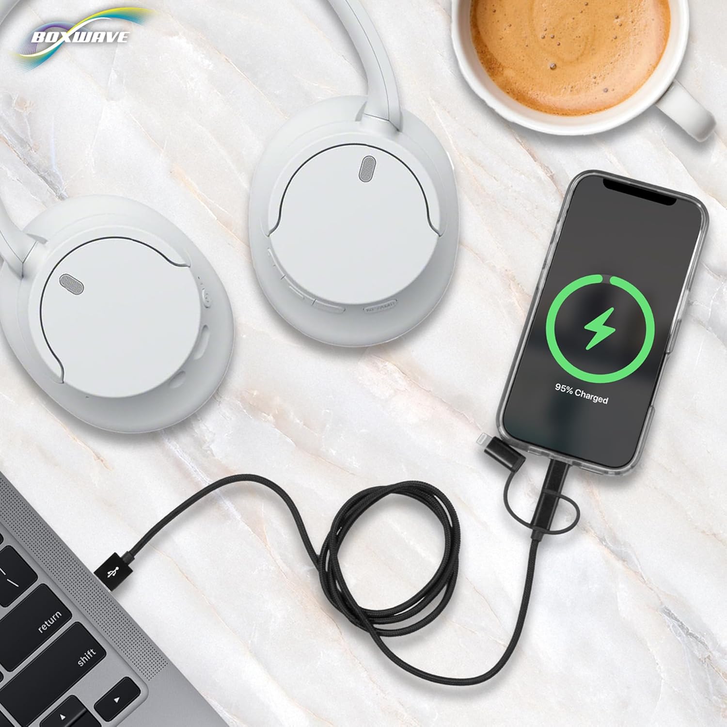 BoxWave AllCharge 3-in-1 USB Cable - Jet Black