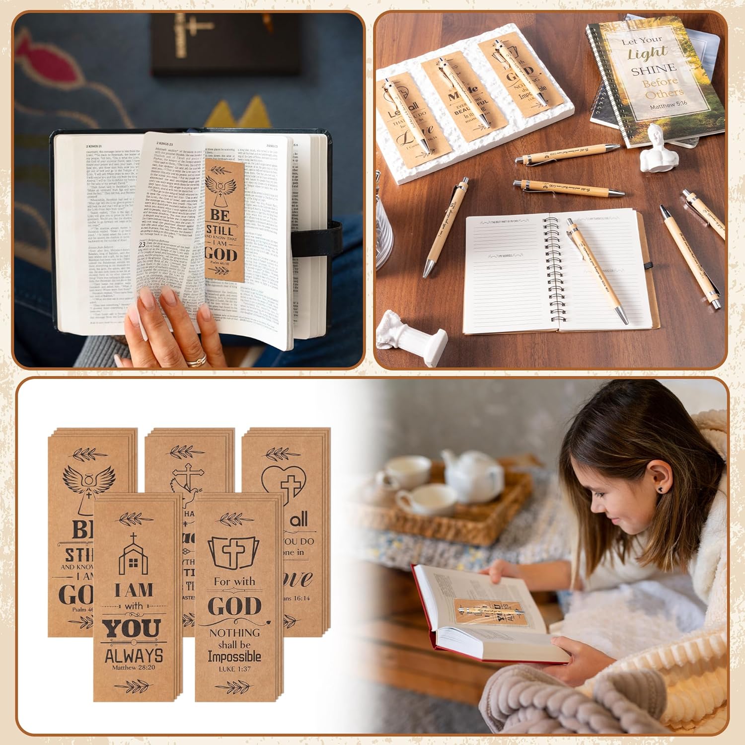 Haooryx Christian Bible Pen Bookmark Set 20 Pieces