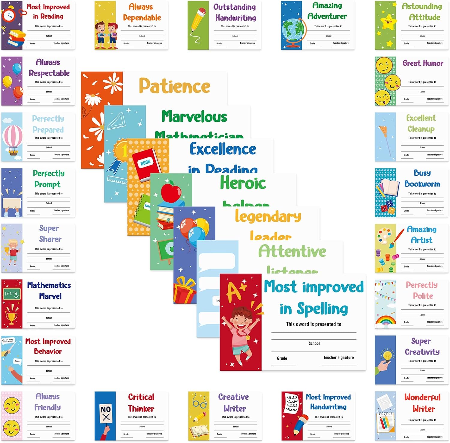 Jutom 45 Pcs End of School Year Awards Certificates