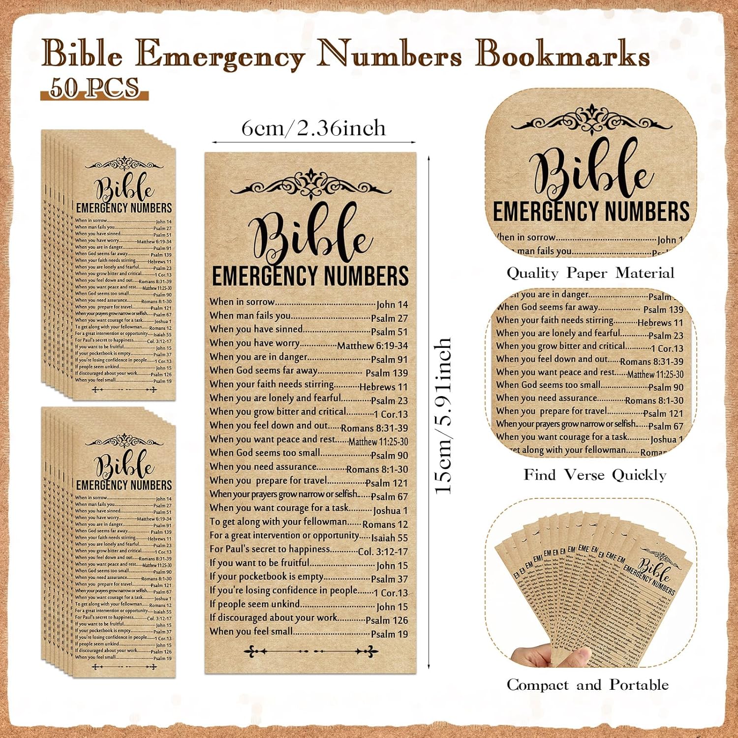 50 Set Christian Gift Bundle Bamboo Pens Scripture Keychains Bible Bookmarks