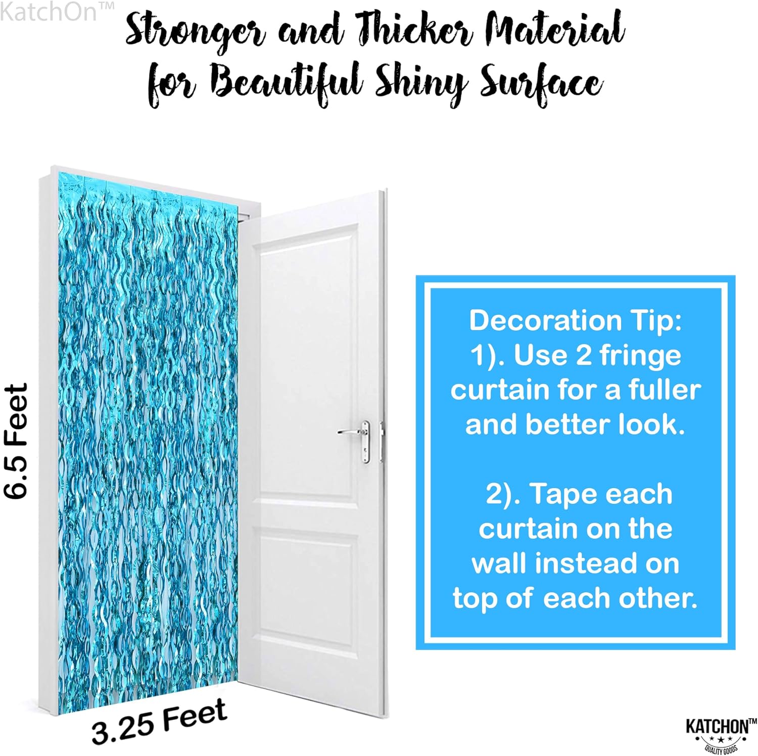 KatchOn XtraLarge Wavy Blue Foil Fringe Curtain - Pack of 2