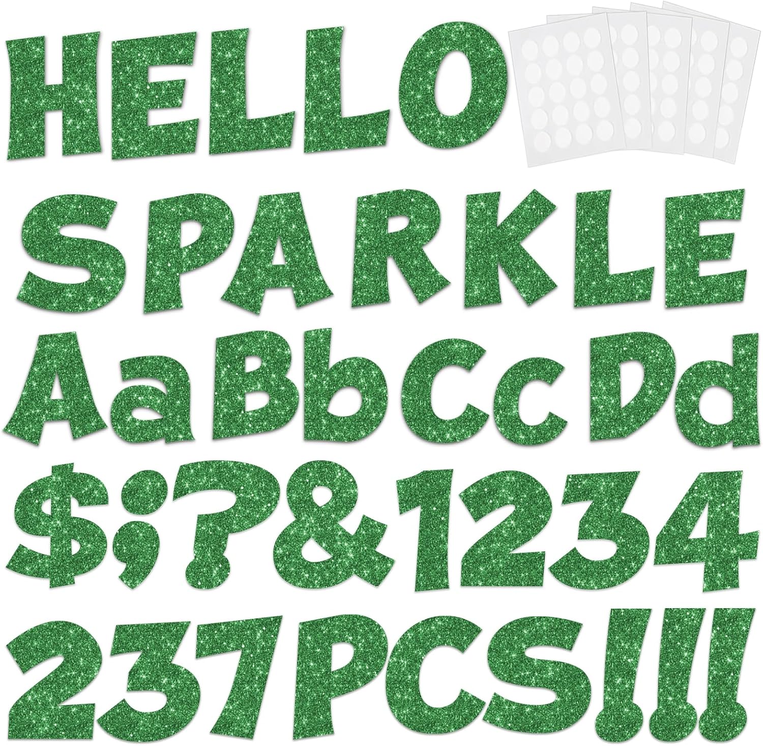 237 Pcs Glitter Bulletin Board Letters Green