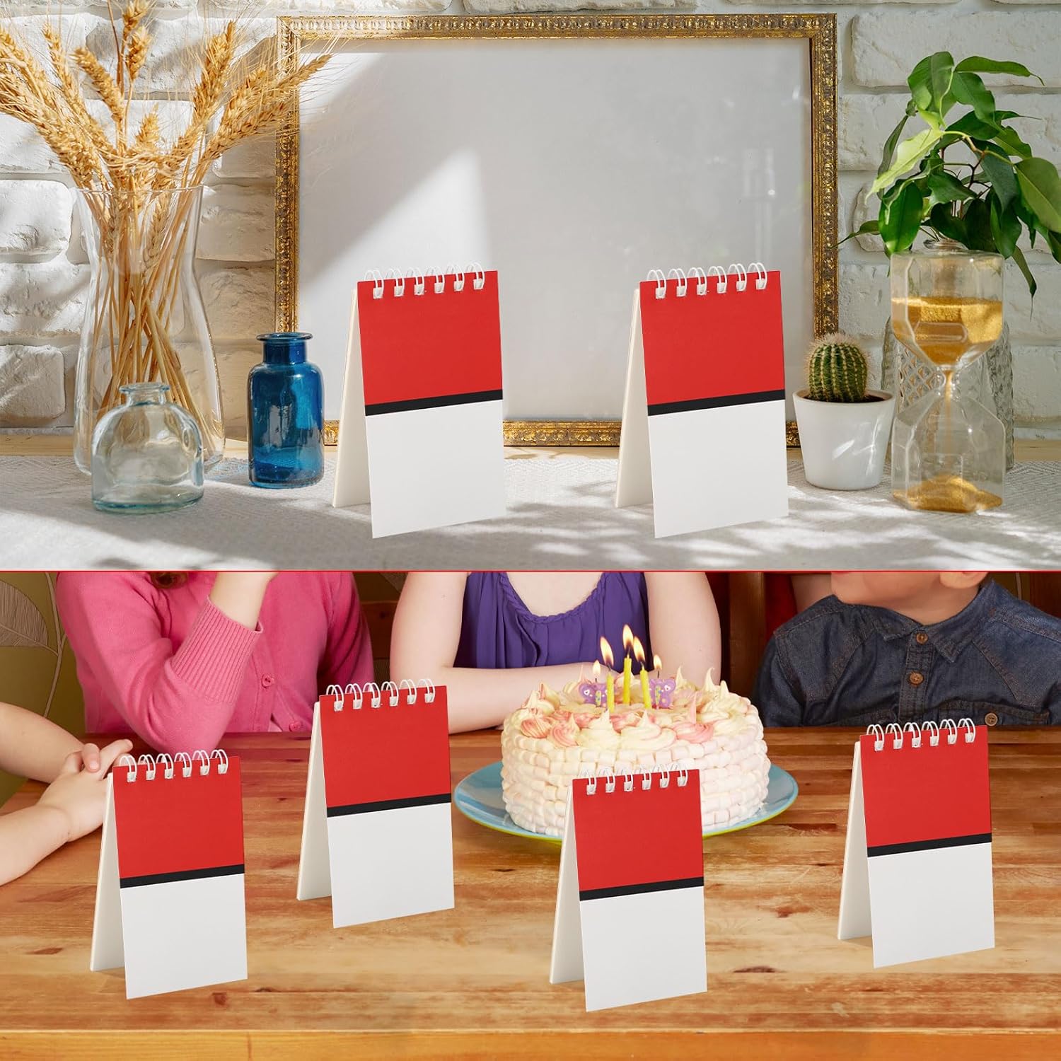 24pcs Mini Spiral Notebooks Red White Cartoon Anime Theme