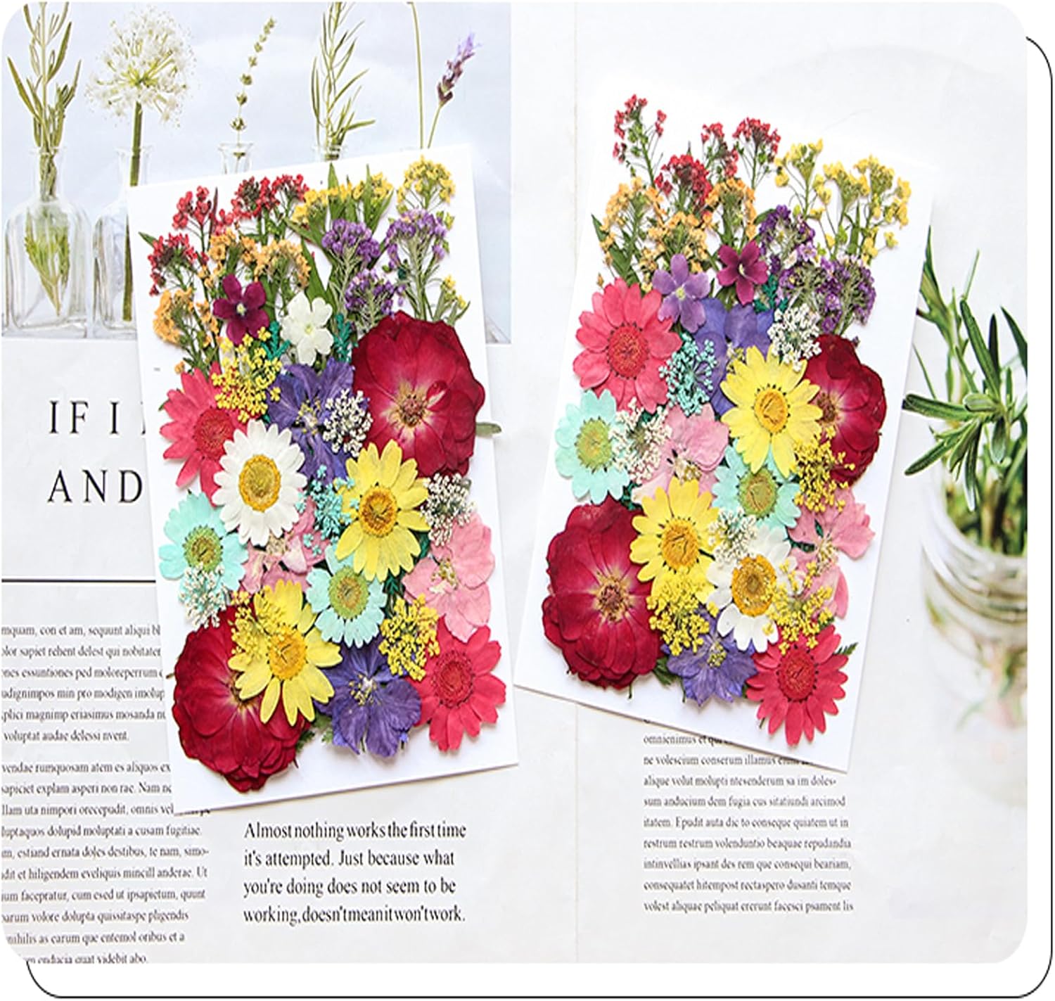 TopFunny 40 Pcs Resin Dried Flowers for DIY Art Crafts