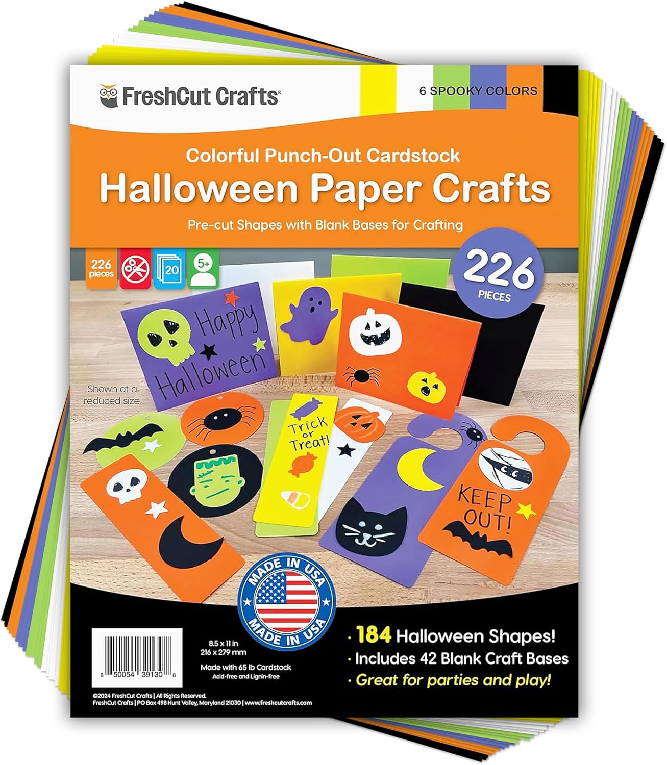 226 Pieces Halloween Punch Out Paper Craft Kit with 2-Sided Card Stock