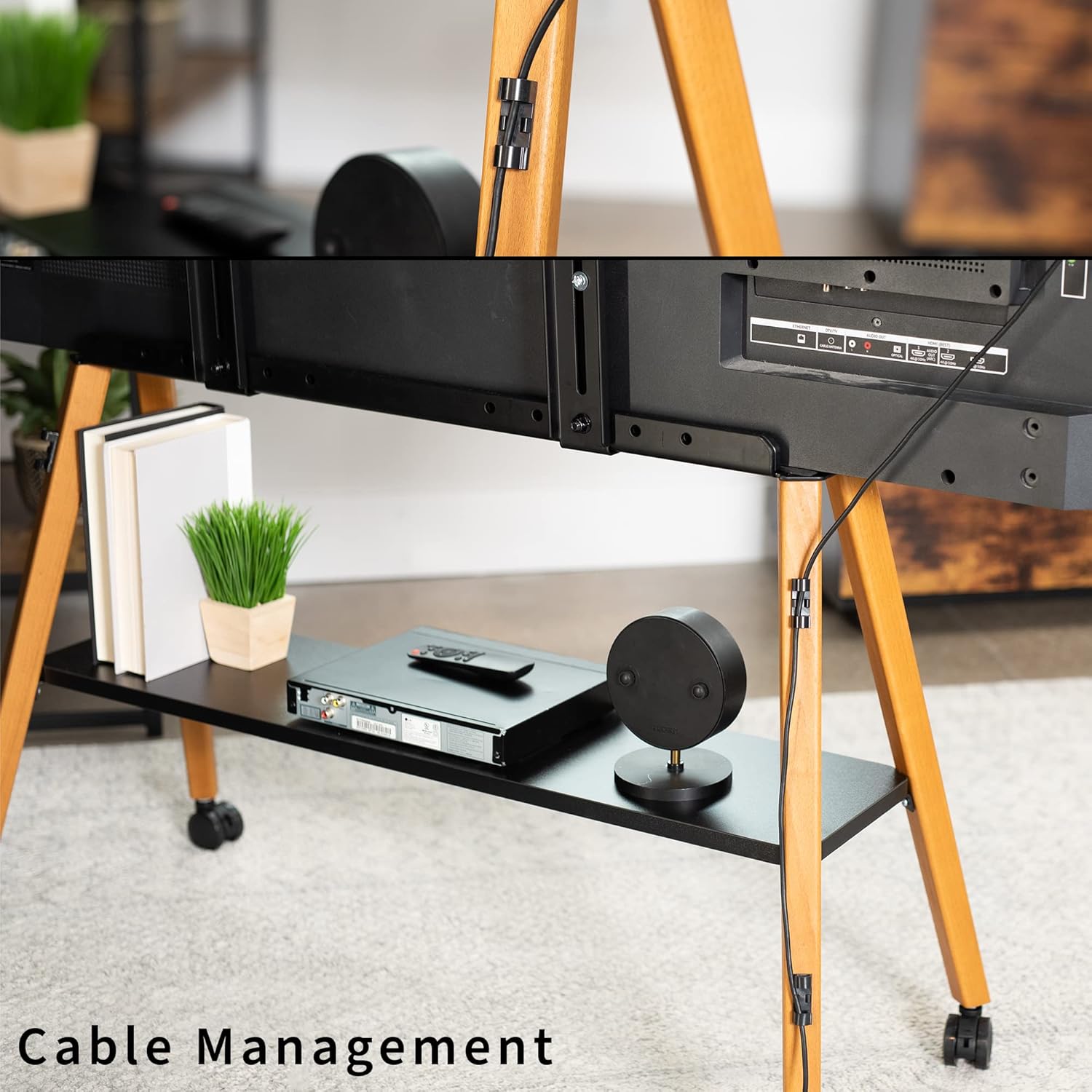 VIVO Rolling Artistic Easel TV Stand 49-75 inch Black Frame