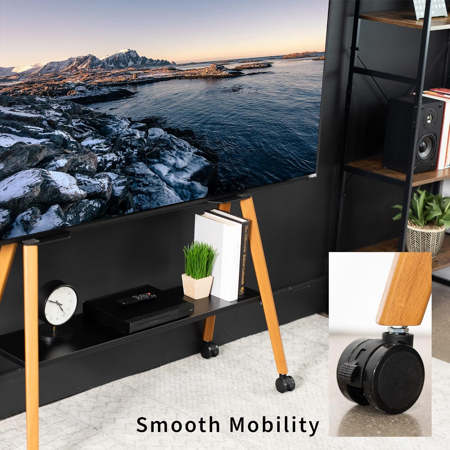 VIVO Rolling Artistic Easel TV Stand 49-75 inch Black Frame
