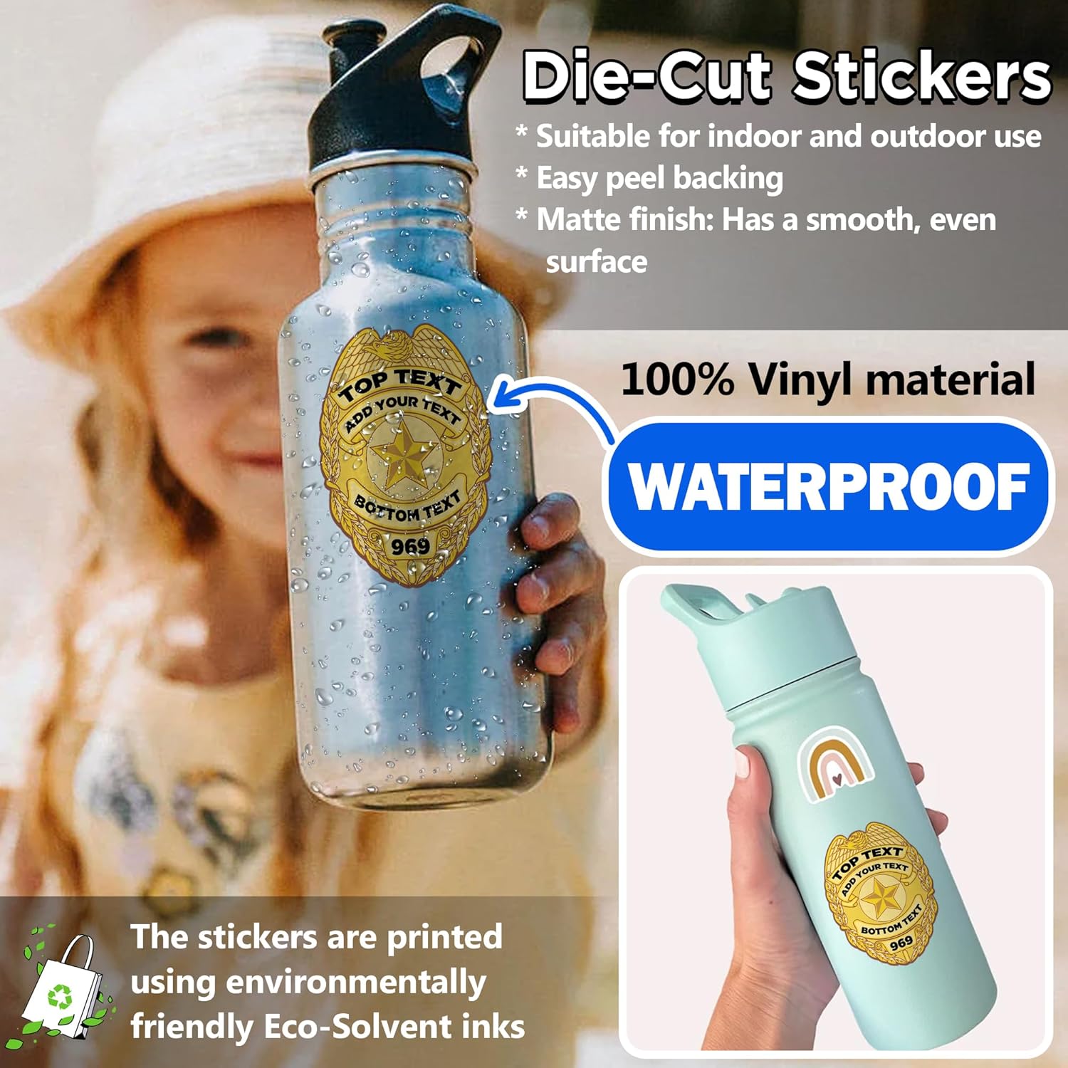Custom Police Badge Sticker for Water Bottle Phone Case Laptop