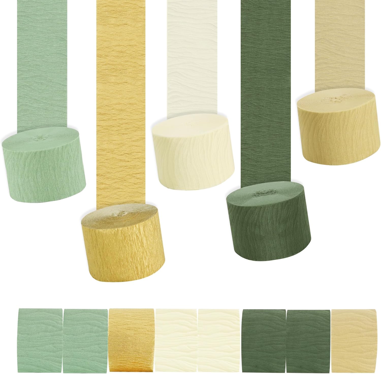 BEISHIDA 8 Rolls Crepe Paper Streamers 656ft Pack